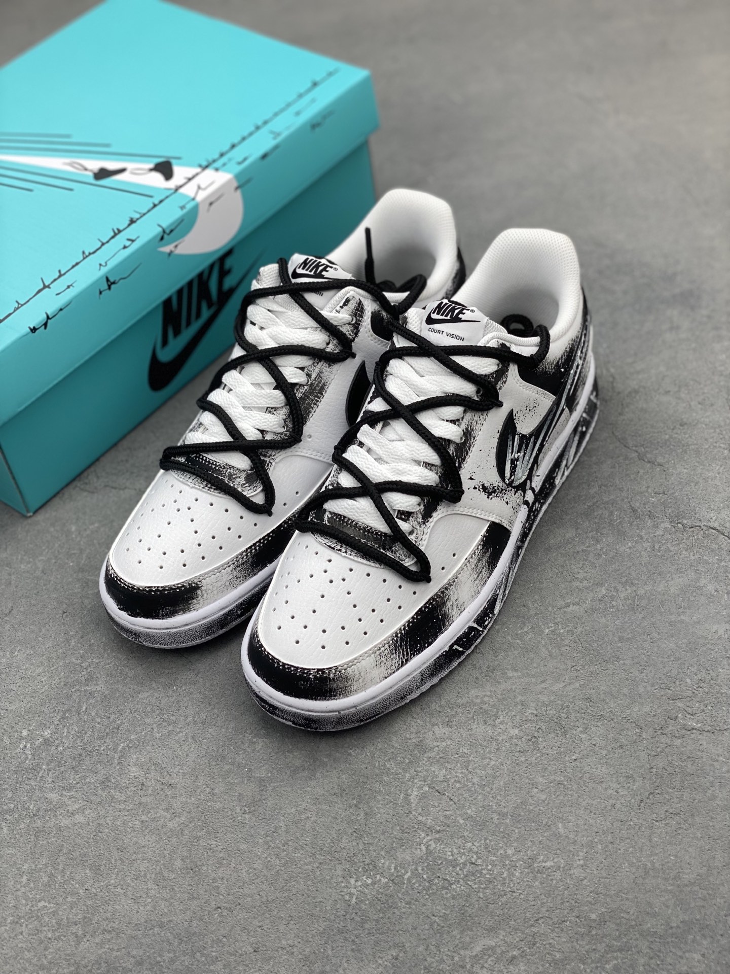 Nike Court Vision 1 'Mirror Shadow' Custom Graffiti Sneakers - Limited Edition 9 i1742660167852 3628 0 7