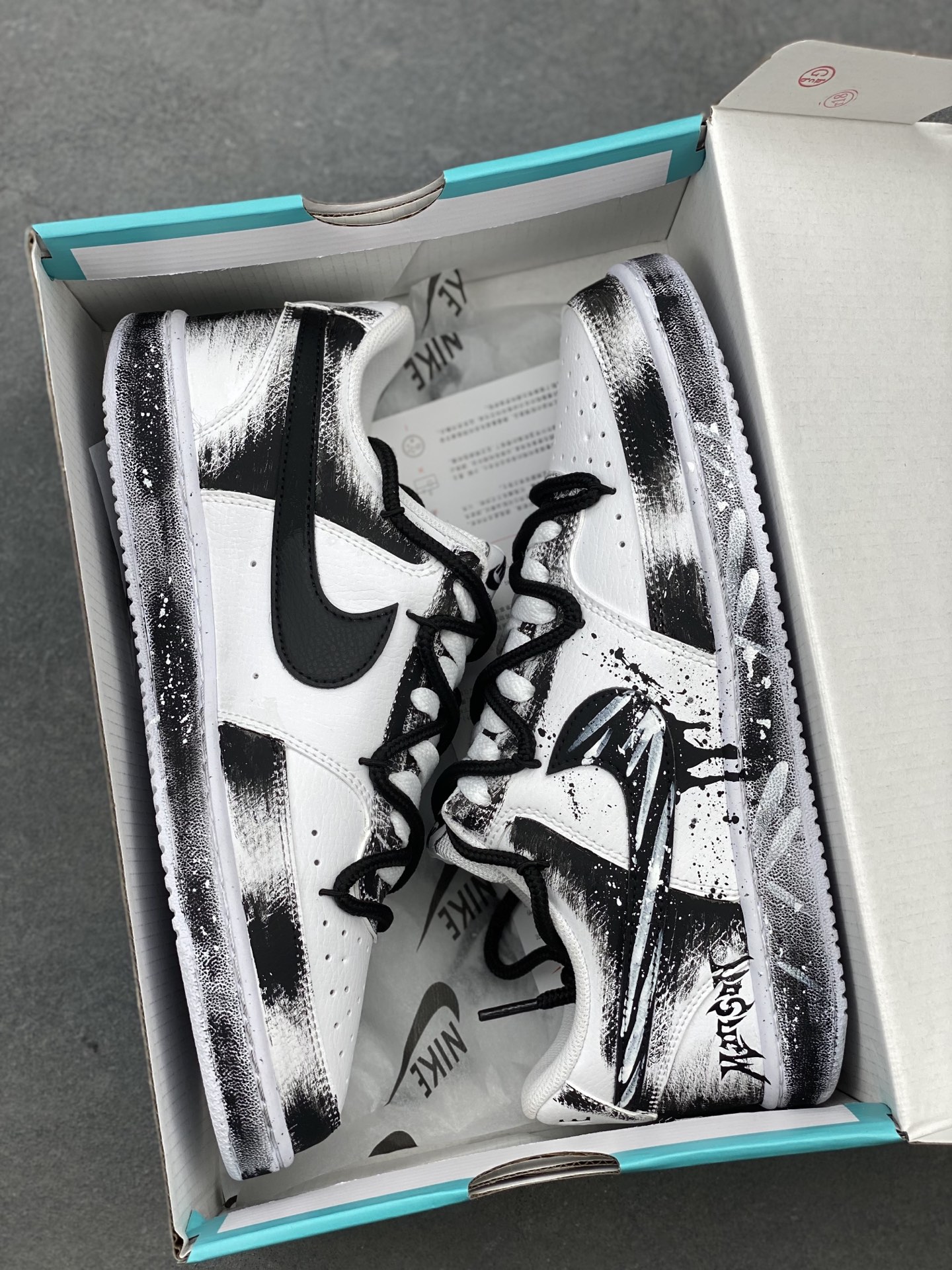 Nike Court Vision 1 'Mirror Shadow' Custom Graffiti Sneakers - Limited Edition 10 i1742660177657 7873 0 8