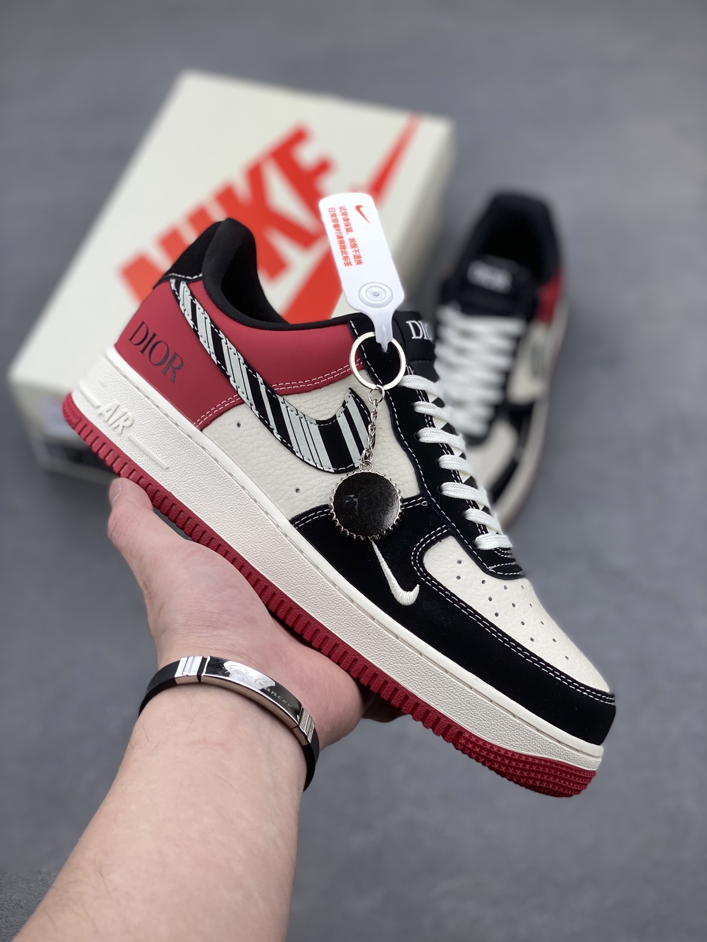 Nike Air Force 1 '07 Low Dior Collab Red Black Zebra Print Sneakers 2 i1742834453116 8965 0 0