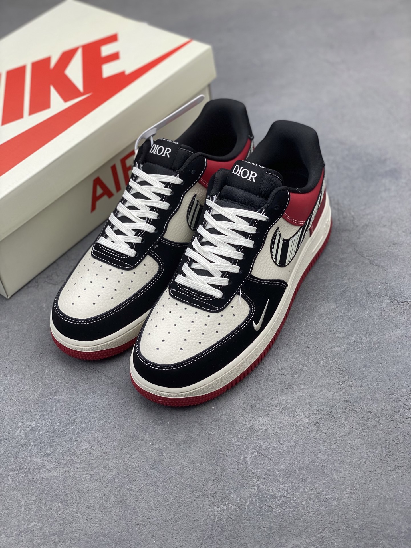 Nike Air Force 1 '07 Low Dior Collab Red Black Zebra Print Sneakers 9 i1742834467080 9314 0 7