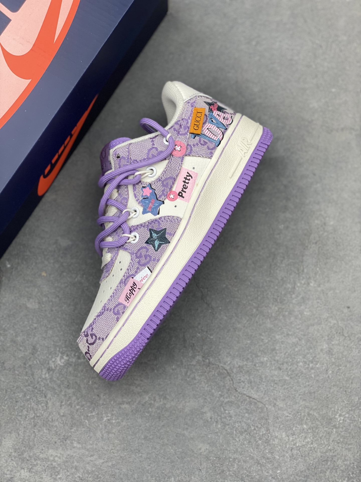 Nike Air Force 1 Low Purple Star Sneakers with Gucci Accents 8 i1742834528237 7466 0 6
