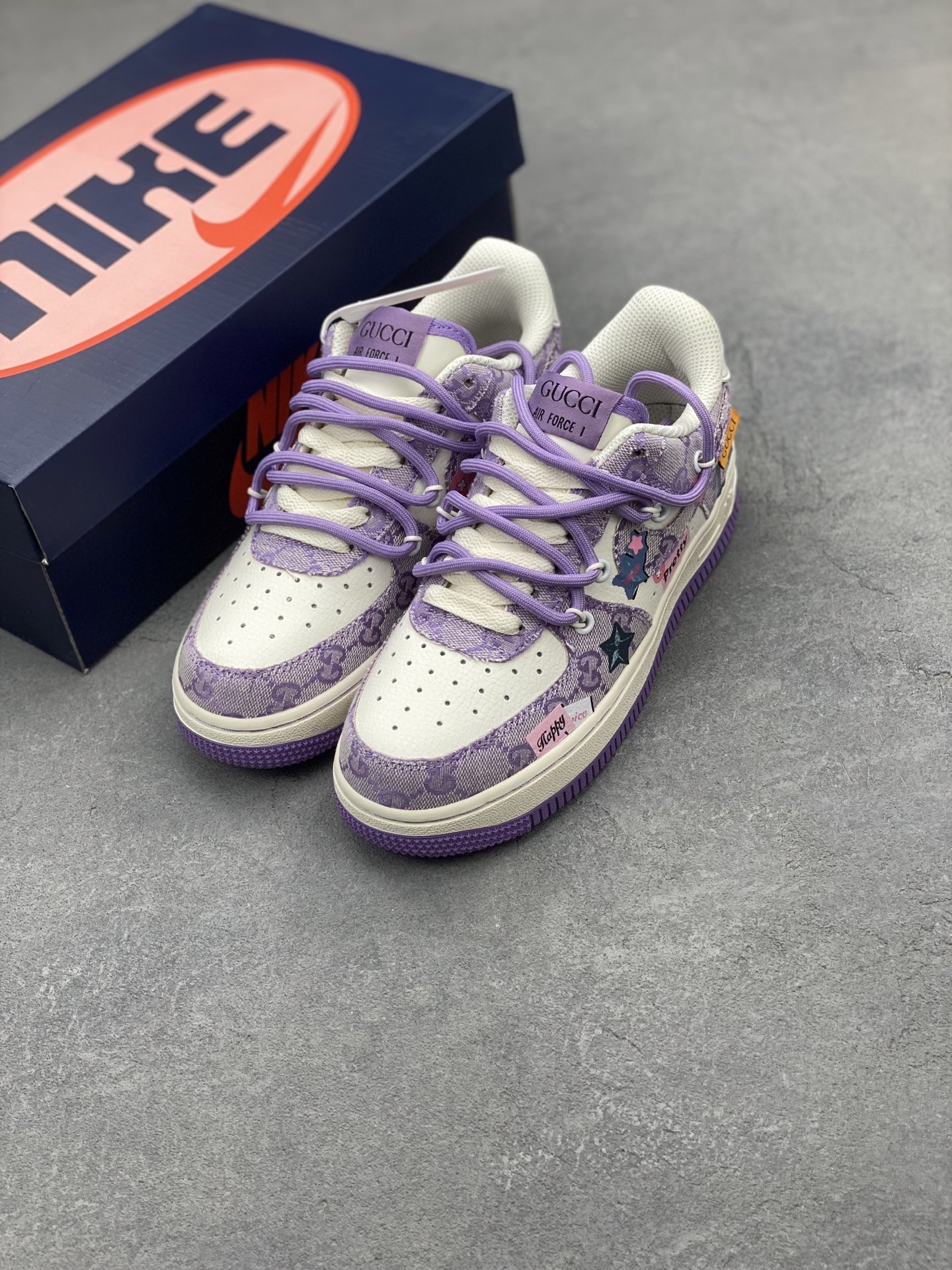 Nike Air Force 1 Low Purple Star Sneakers with Gucci Accents 9 i1742834539660 1699 0 7