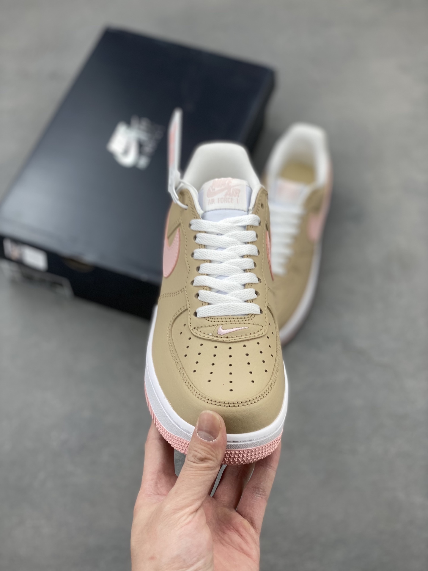 Nike Air Force 1 Low Casual Sneakers - Khaki/Pink - Style 845053-201 3 i1742835425711 9680 0 1