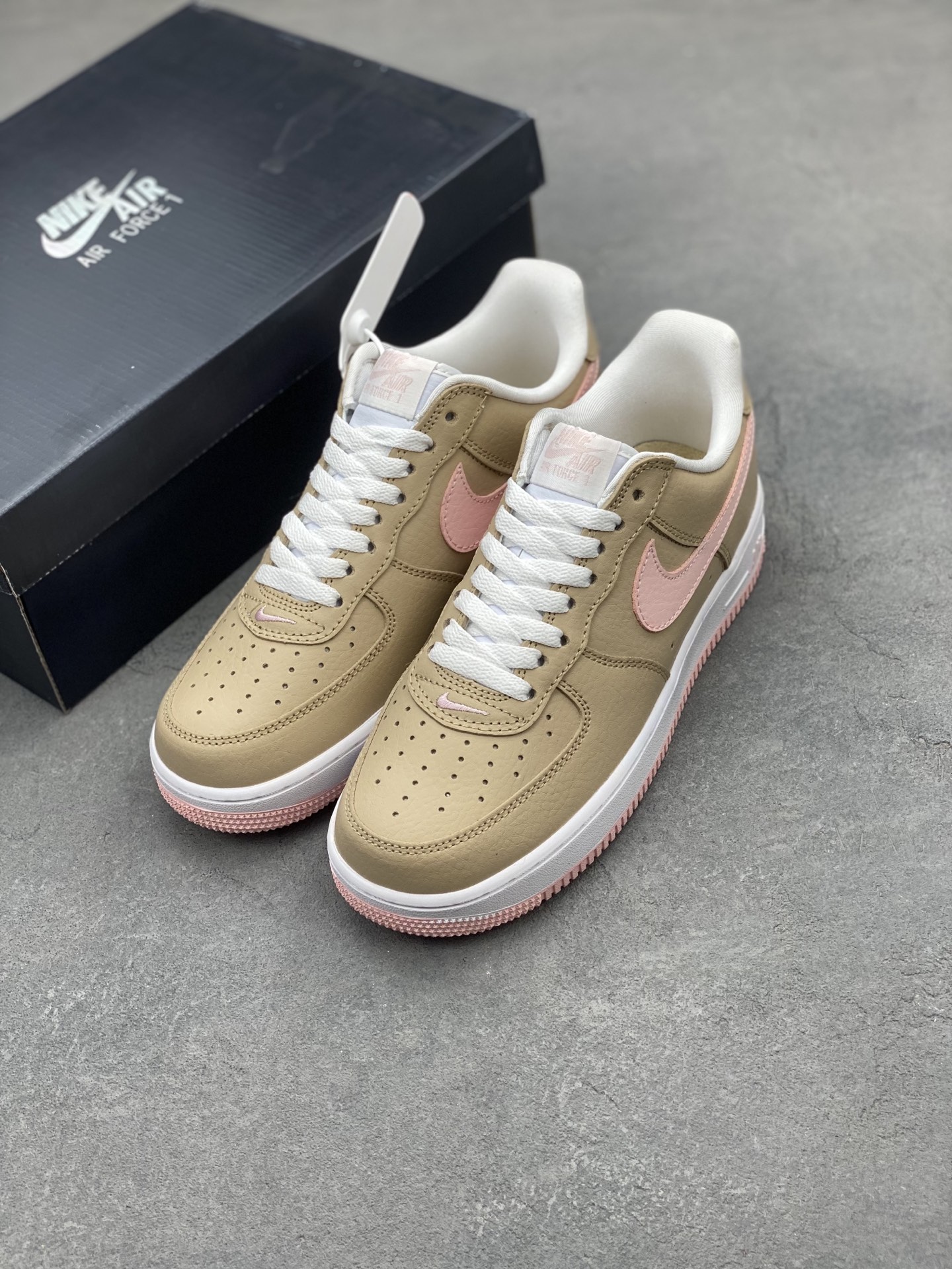Nike Air Force 1 Low Casual Sneakers - Khaki/Pink - Style 845053-201 9 i1742835440219 2288 0 7