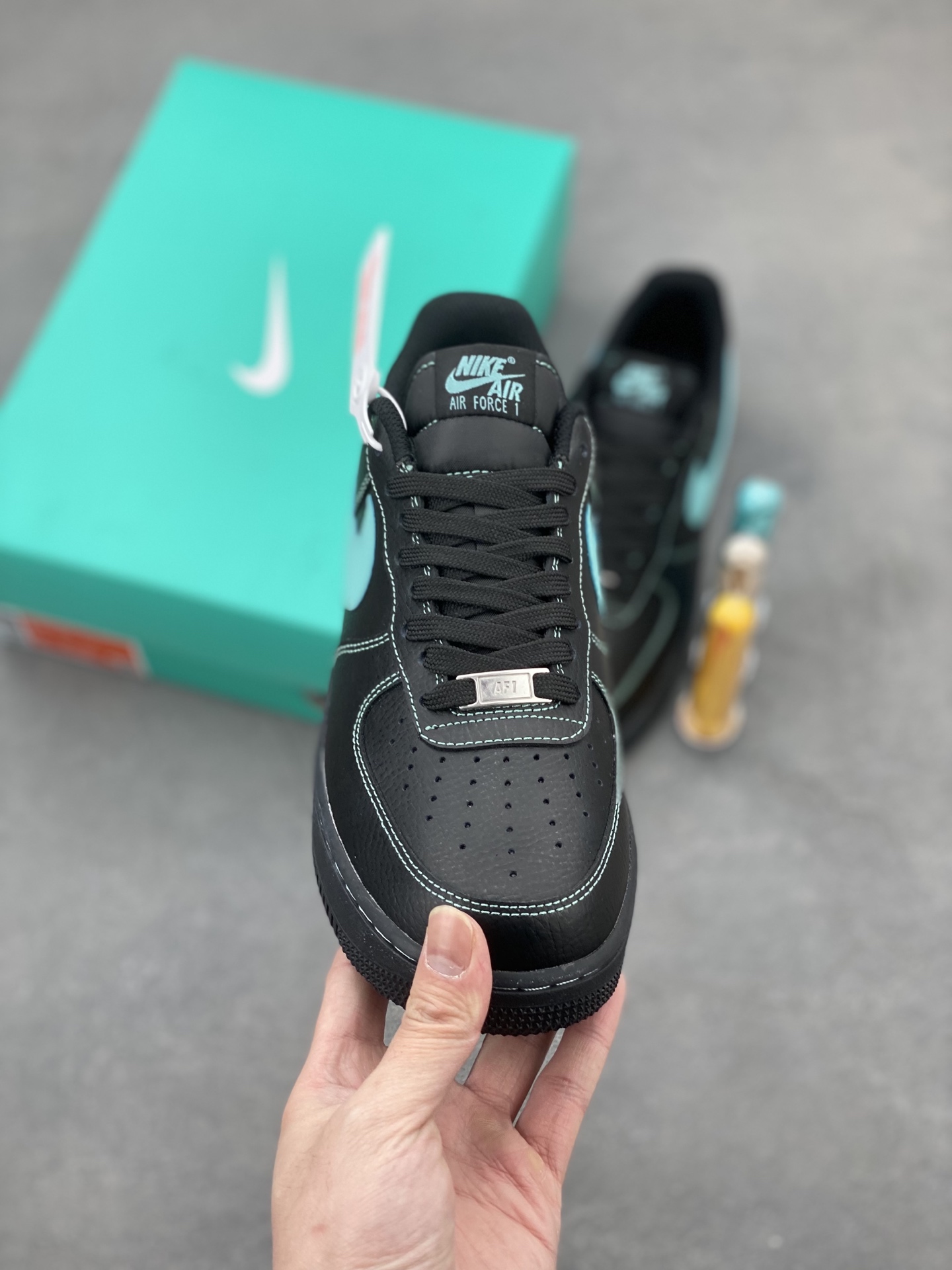 Nike Air Force 1 '07 Low Black Tiffany Custom Sneakers HQ2037-002 3 i1743279393848 6948 0 1