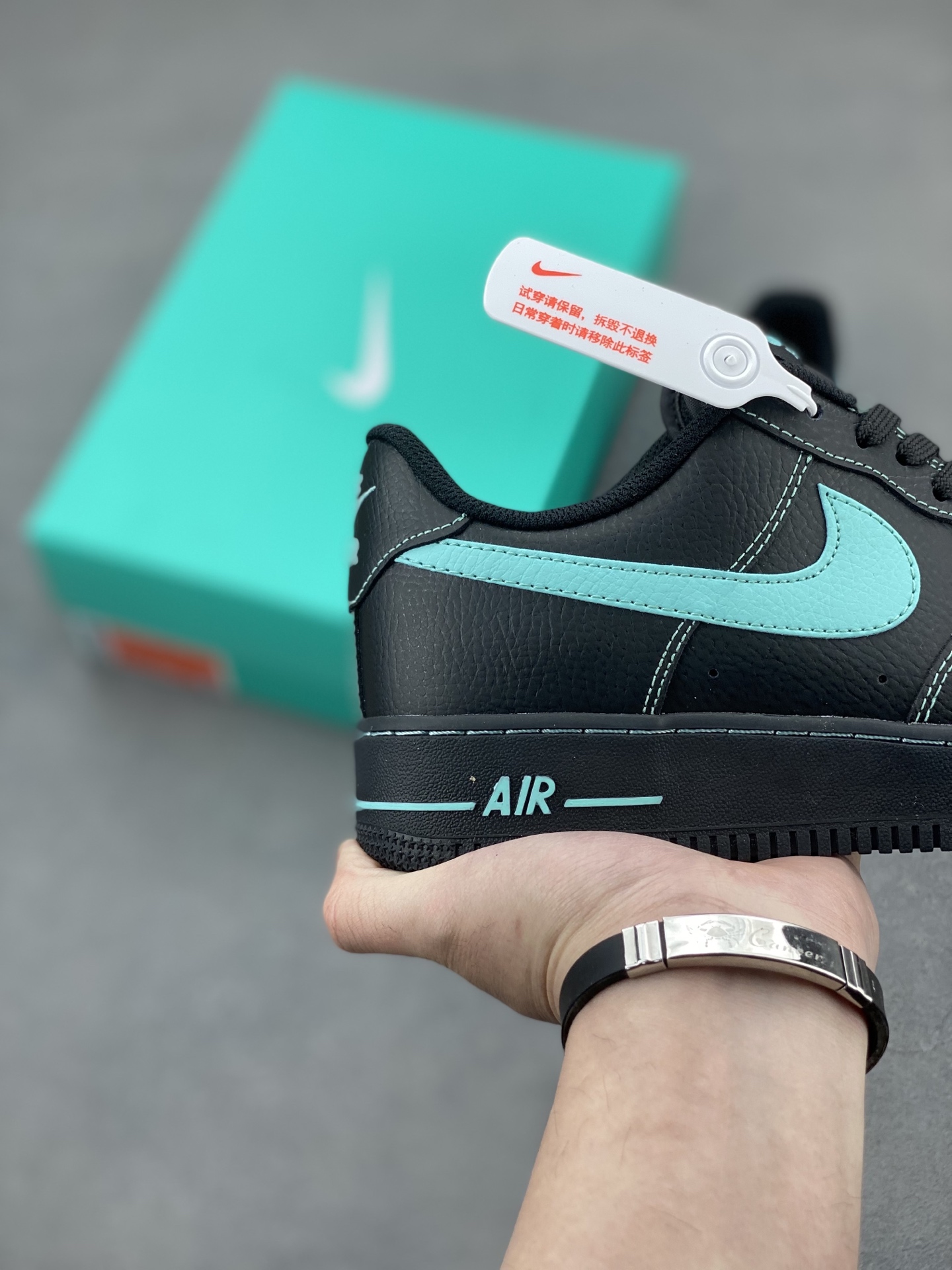 Nike Air Force 1 '07 Low Black Tiffany Custom Sneakers HQ2037-002 6 i1743279394258 6057 0 4
