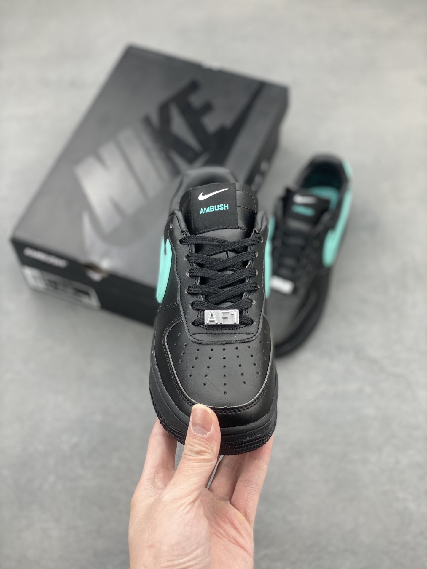 Nike x Ambush Air Force 1 Low Black/Aqua Leather Sneakers DV3464-009 3 i1743539818098 7380 0 1
