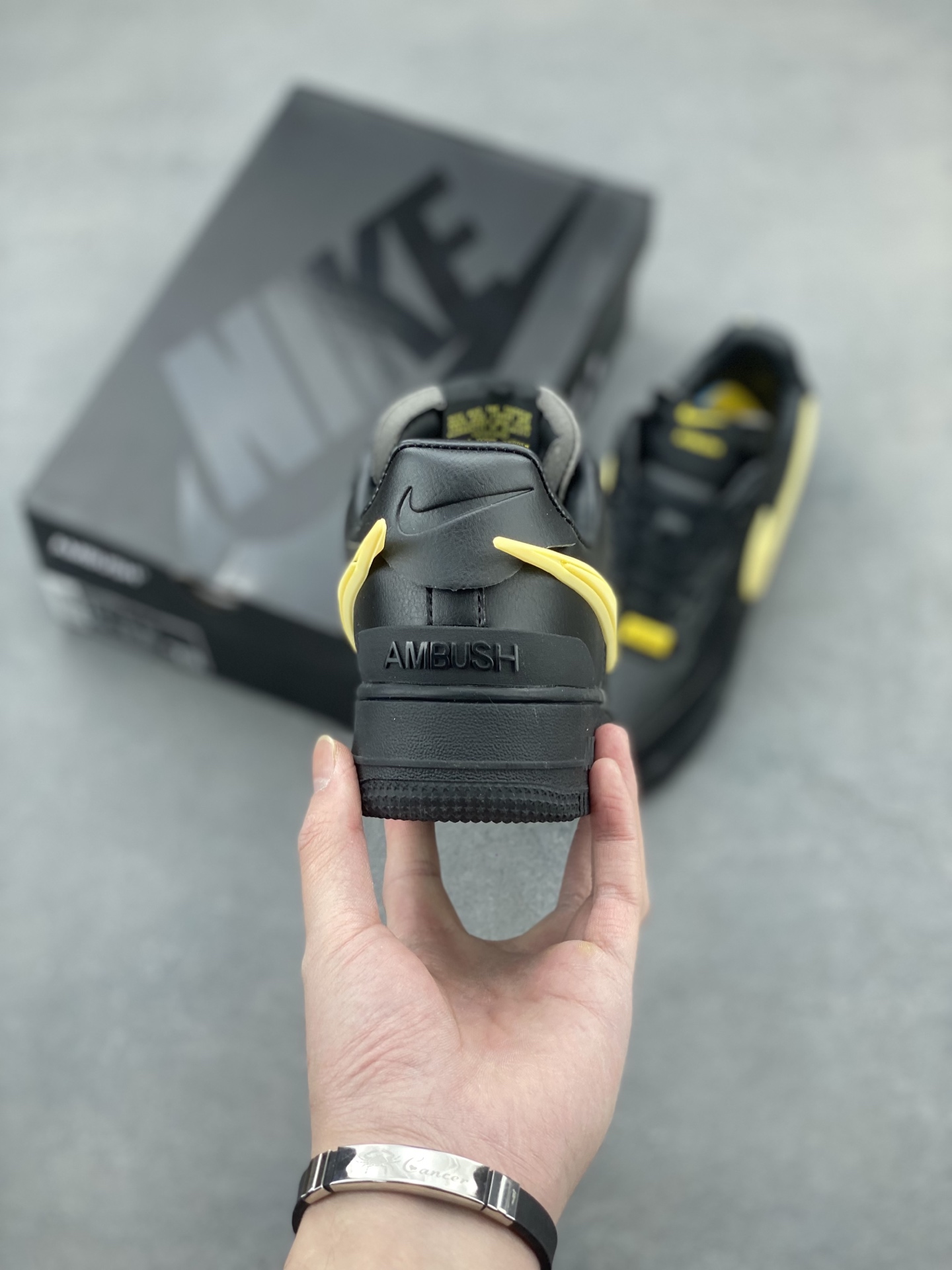 Ambush x Nike Air Force 1 Low Black/Yellow, Leather Structure, Oversized Swoosh 5 i1743539889041 9526 0 3