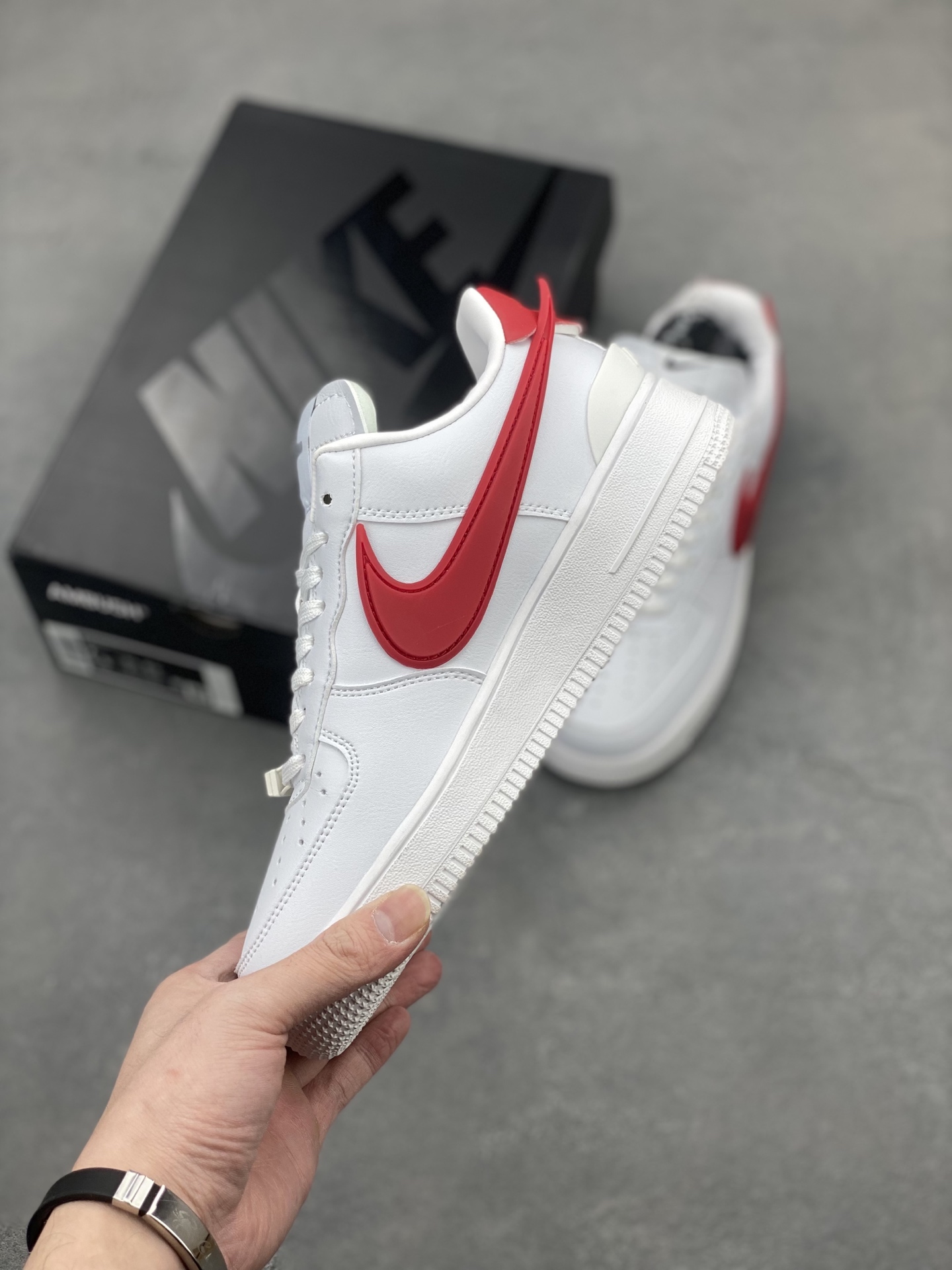 Nike x Ambush Air Force 1 Low White Red, Leather Structure, Oversized Swoosh 4 i1743540022186 5257 0 2