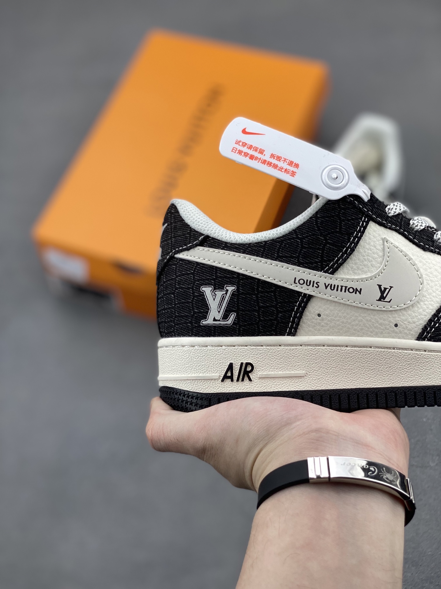 Nike Air Force 1 '07 Low Louis Vuitton Collab Black Denim Sneakers 6 i1744399362946 4928 0 4