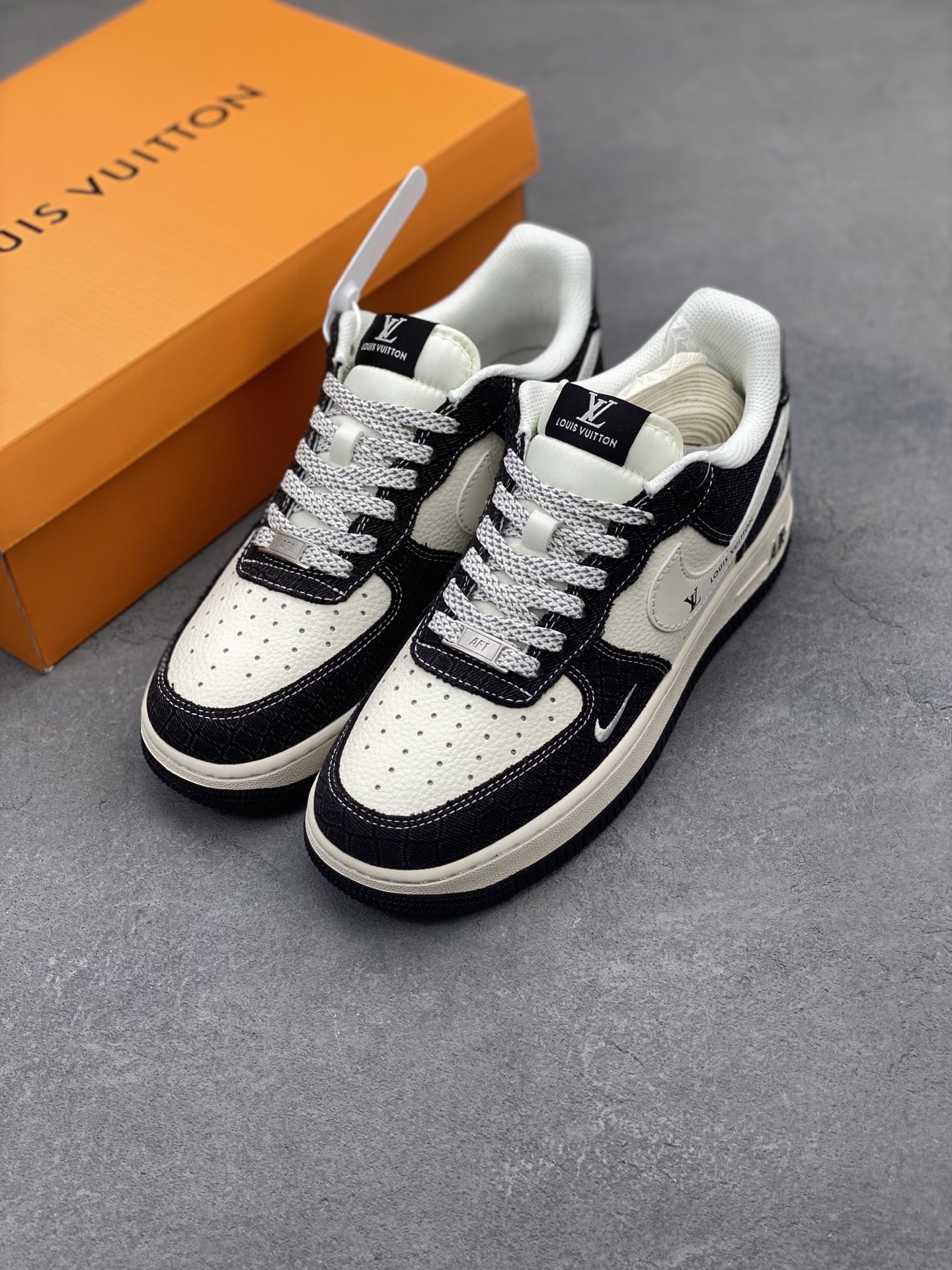 Nike Air Force 1 '07 Low Louis Vuitton Collab Black Denim Sneakers 9 i1744399366492 9378 0 7