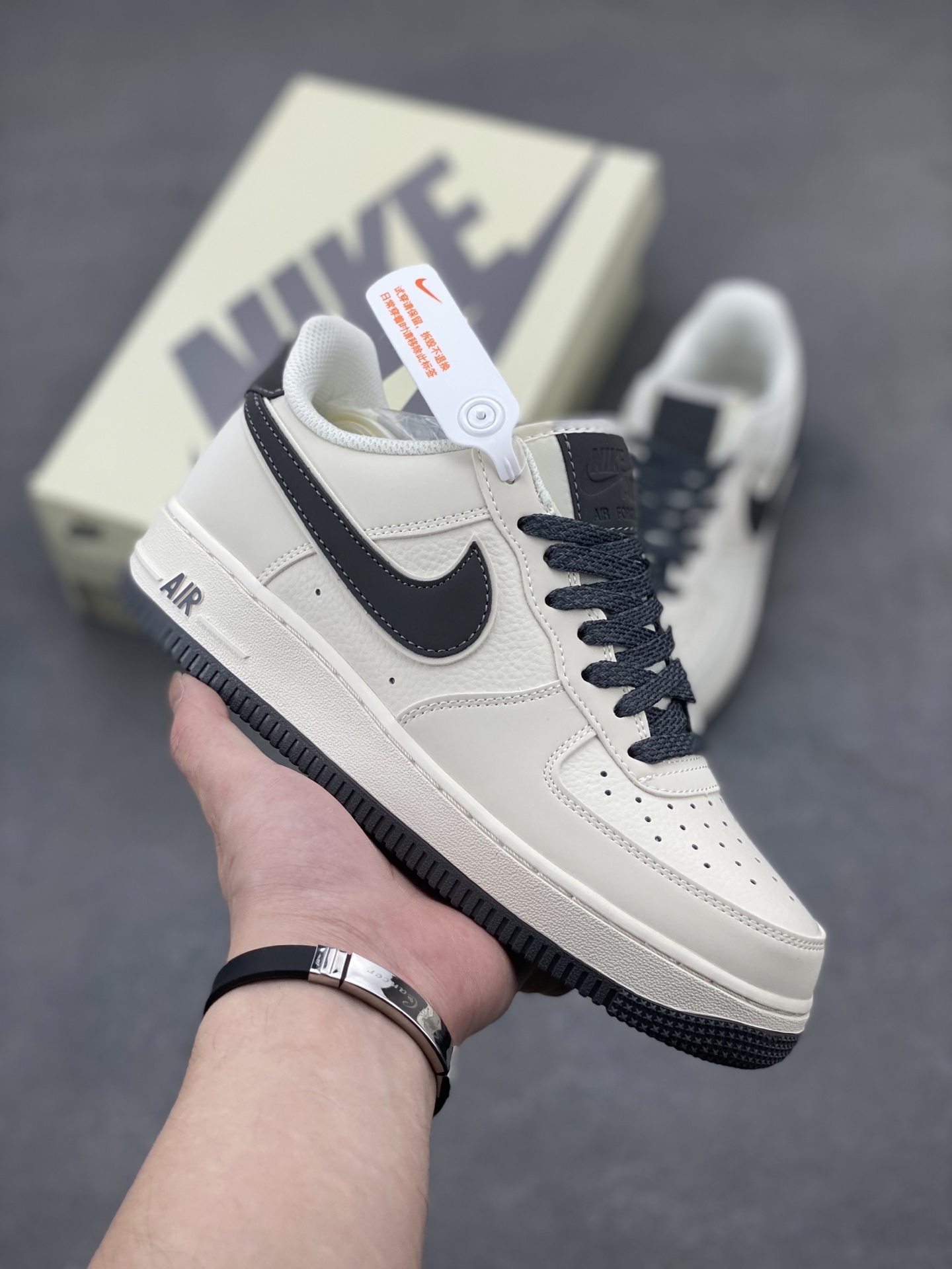 Nike Air Force 1 Low '07 Custom ID Sneakers - Cream/Grey - All Sizes 2 i1744399463803 8509 0 0