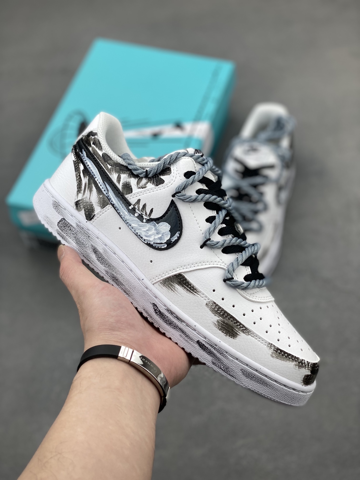 Nike Court Vision Low 'Dark Knight' Custom Graffiti Sneakers 2 i1744746636757 9753 0 0