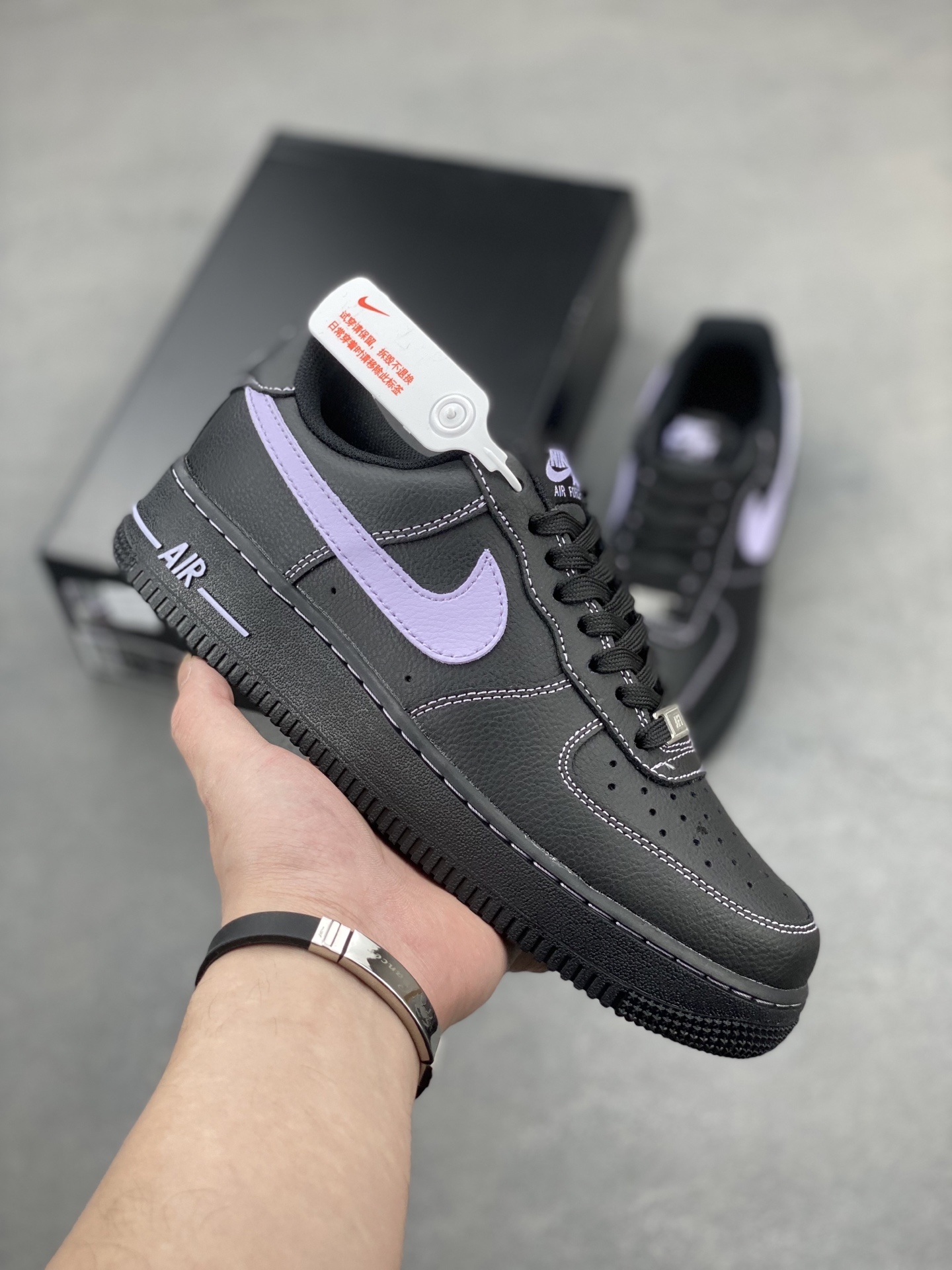 Nike Air Force 1 '07 Low Black/Purple Stitching Casual Sneakers HQ2037-001 2 i1744825067701 765 0 0