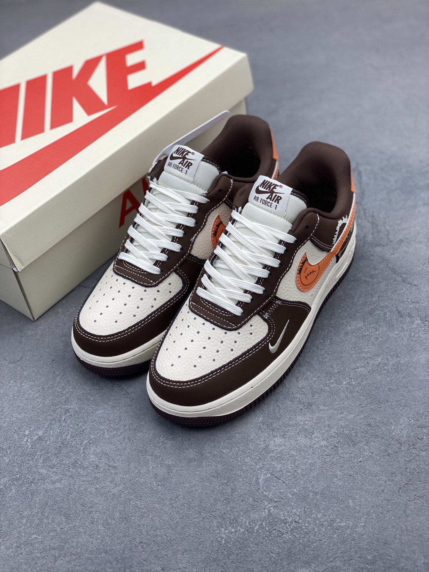 Nike Air Force 1 '07 Low Brown/Orange Stitch Sneakers - Limited Edition 9 i1745001974019 2813 0 7