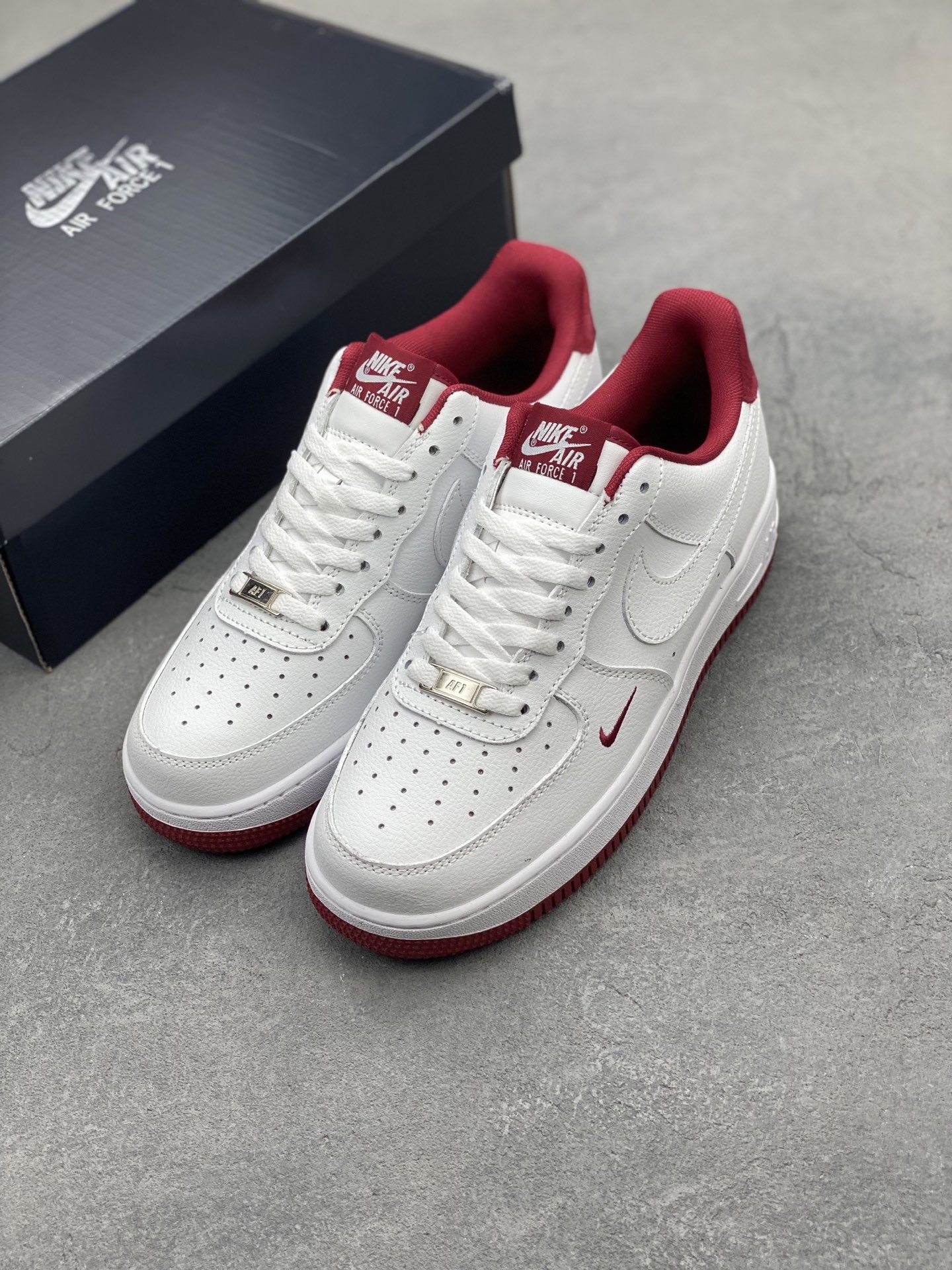 Nike Air Force 1 Low White Maroon Casual Shoes HM9483-100 Sneakers 9 i1745002069228 7060 0 7