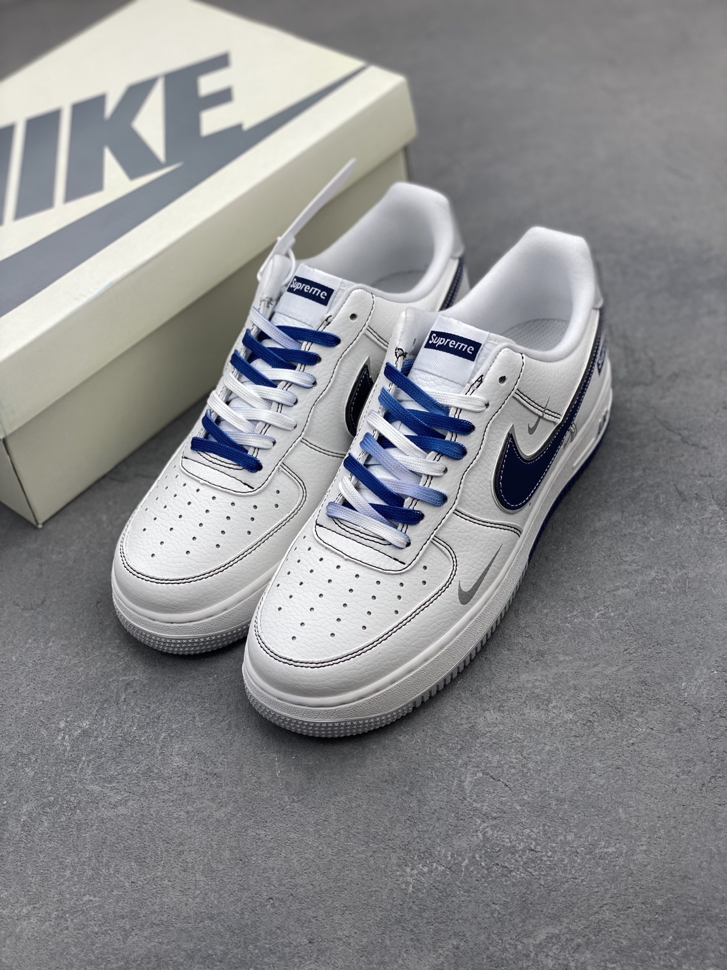 Nike Air Force 1 '07 Low White/Navy Blue - Premium Leather Sneakers 9 i1745089887857 1636 0 7