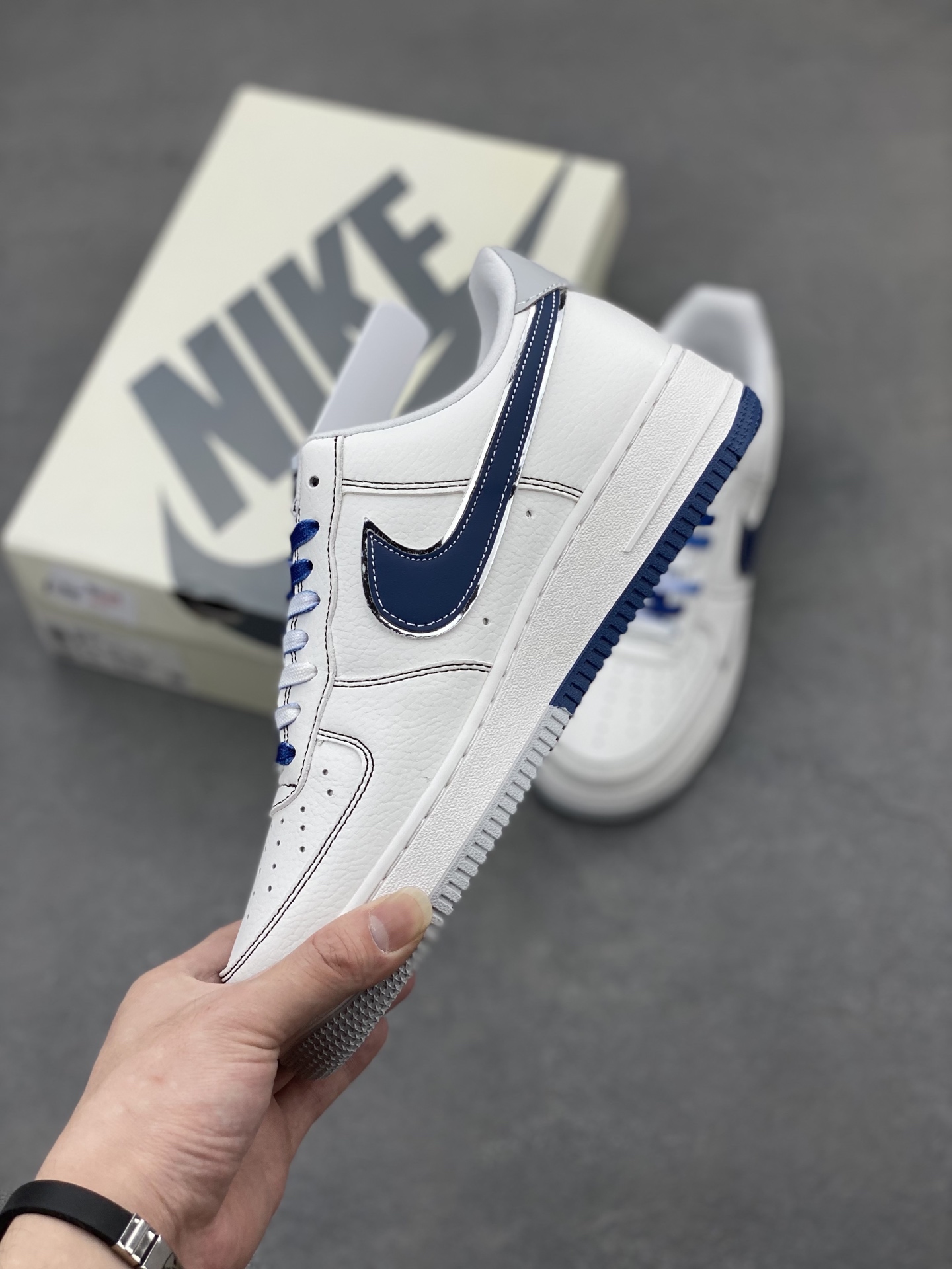 Nike Air Force 1 '07 Low White/Navy Blue - Premium Leather Sneakers 4 i1745089888715 3735 0 2