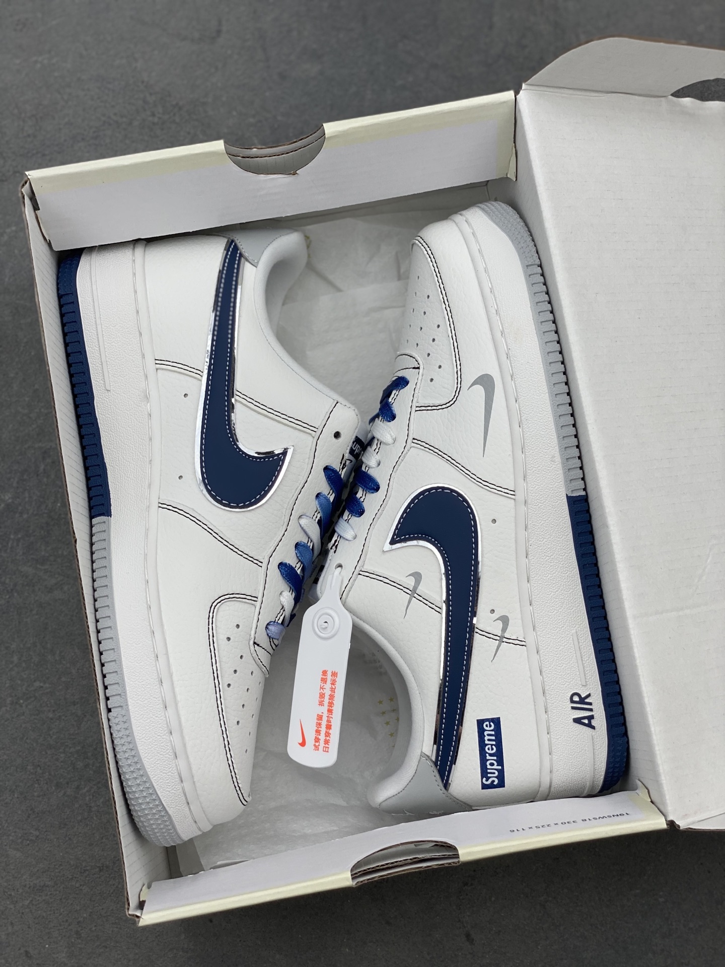 Nike Air Force 1 '07 Low White/Navy Blue - Premium Leather Sneakers 10 i1745089889402 6033 0 8