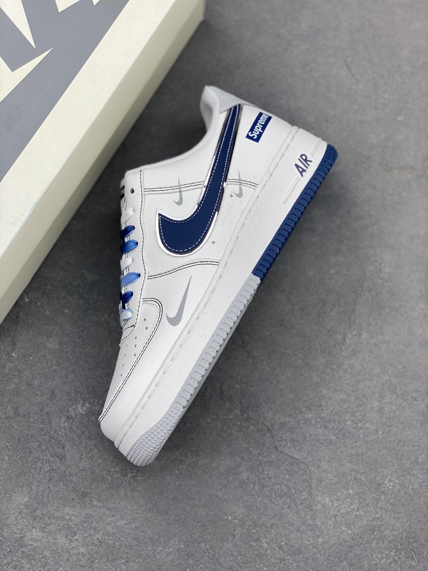 Nike Air Force 1 '07 Low White/Navy Blue - Premium Leather Sneakers 8 i1745089892177 6018 0 6
