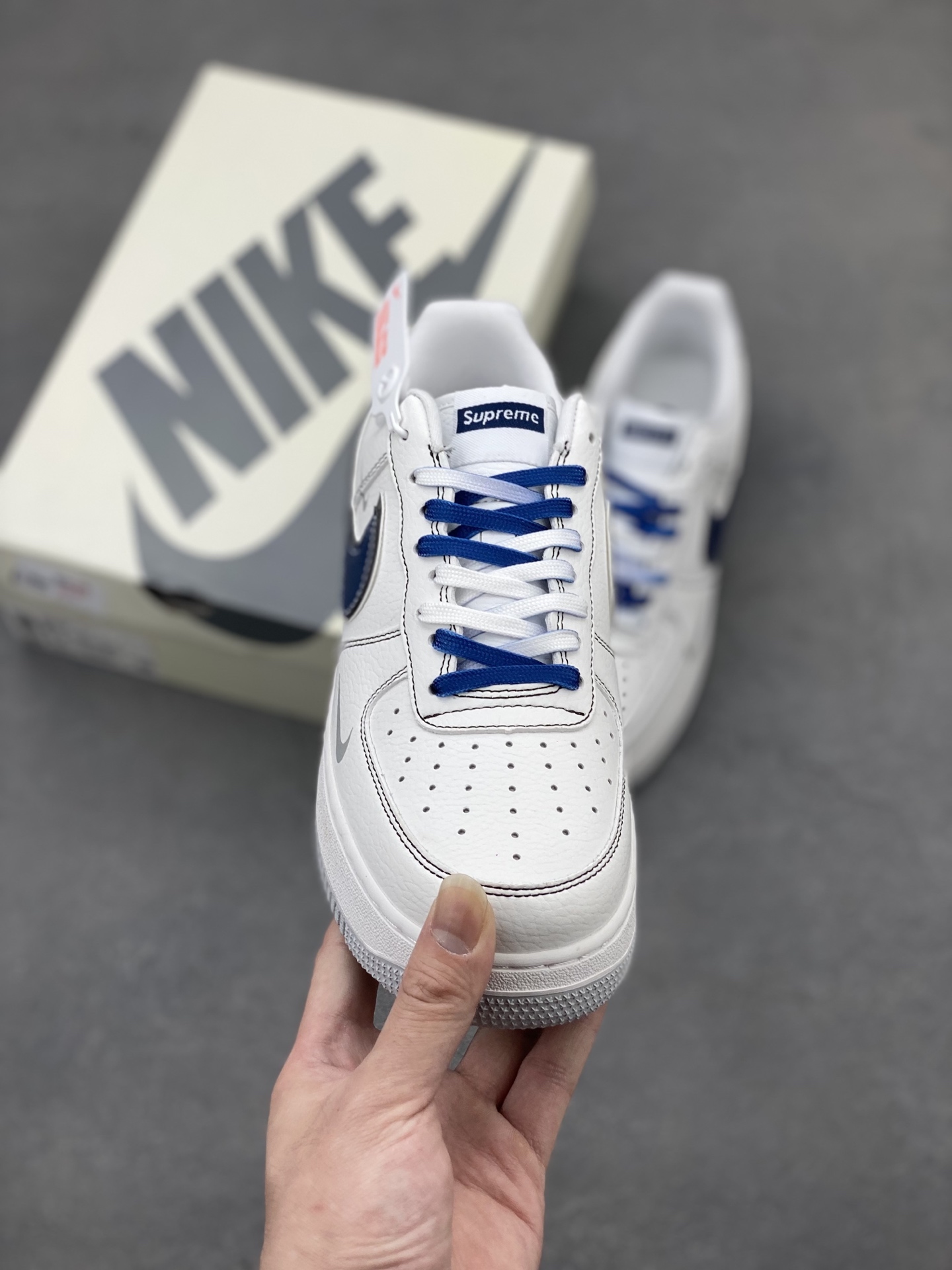 Nike Air Force 1 '07 Low White/Navy Blue - Premium Leather Sneakers 3 i1745089893455 4291 0 1