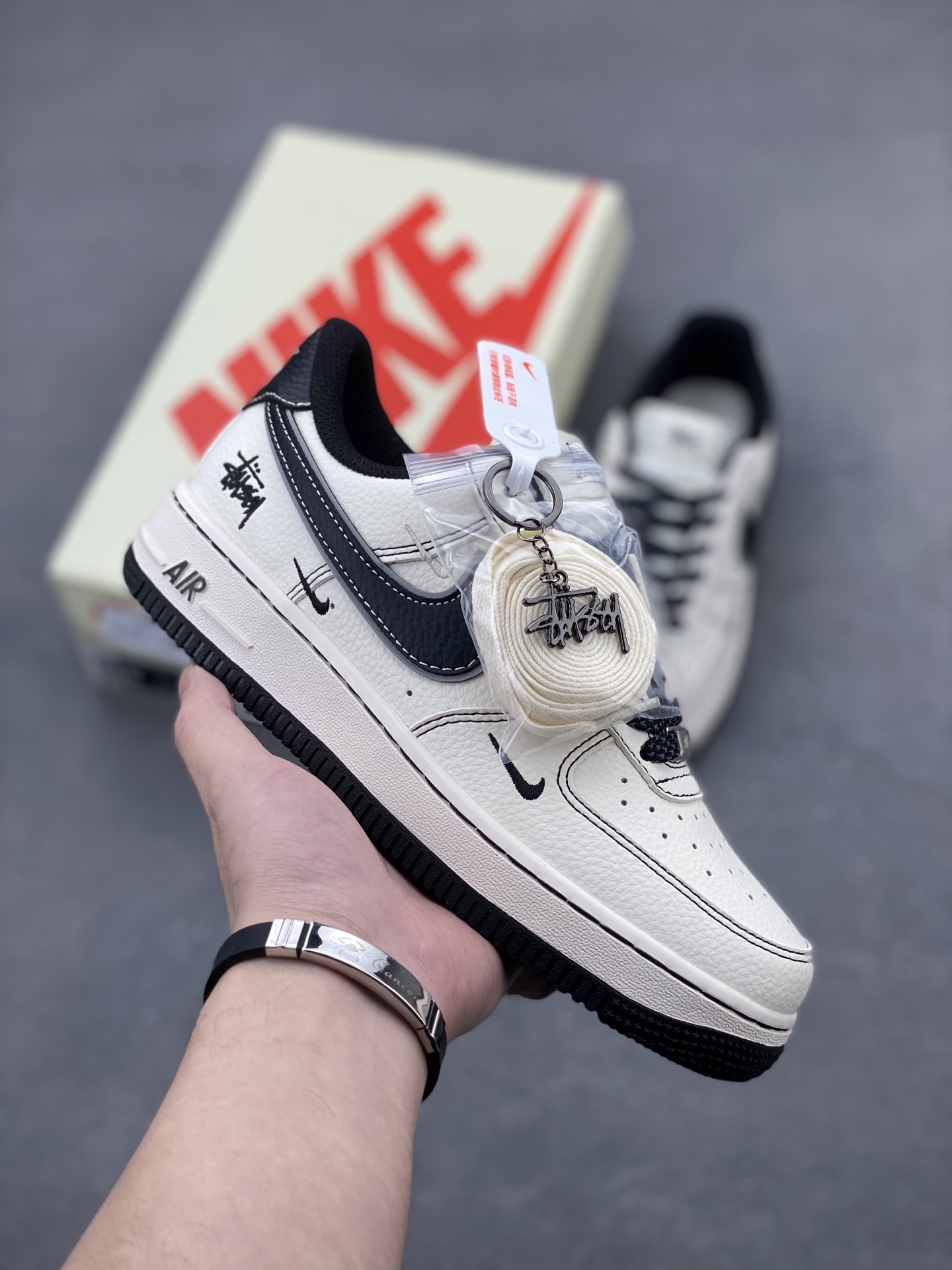 Nike Air Force 1 '07 Low Stussy Collab Sneakers - Black Stitch Edition 2 i1745695465754 8558 0 0