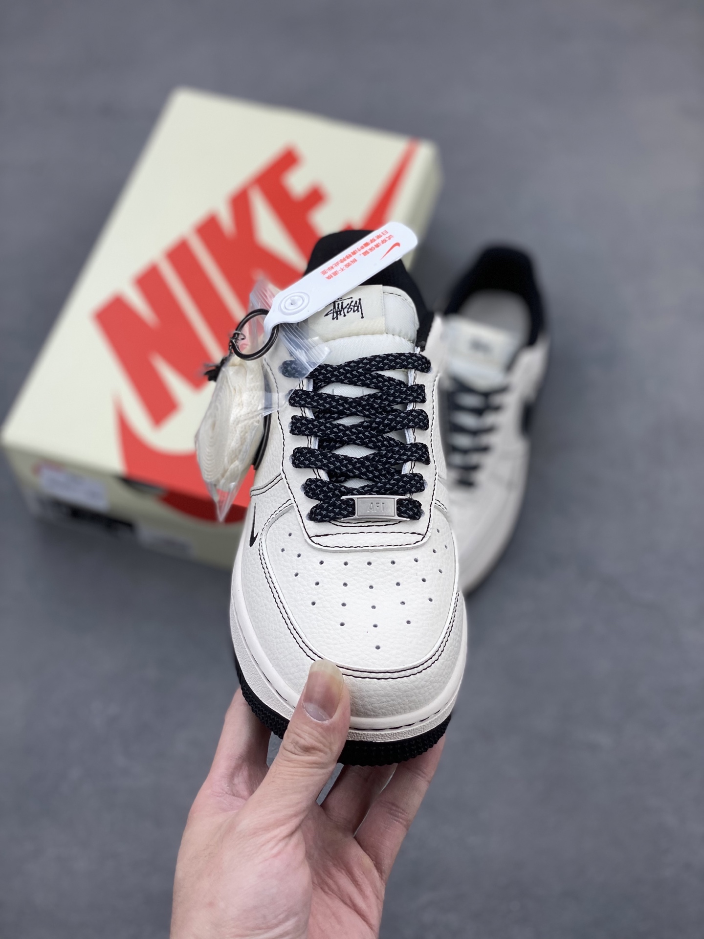 Nike Air Force 1 '07 Low Stussy Collab Sneakers - Black Stitch Edition 3 i1745695465910 8890 0 1