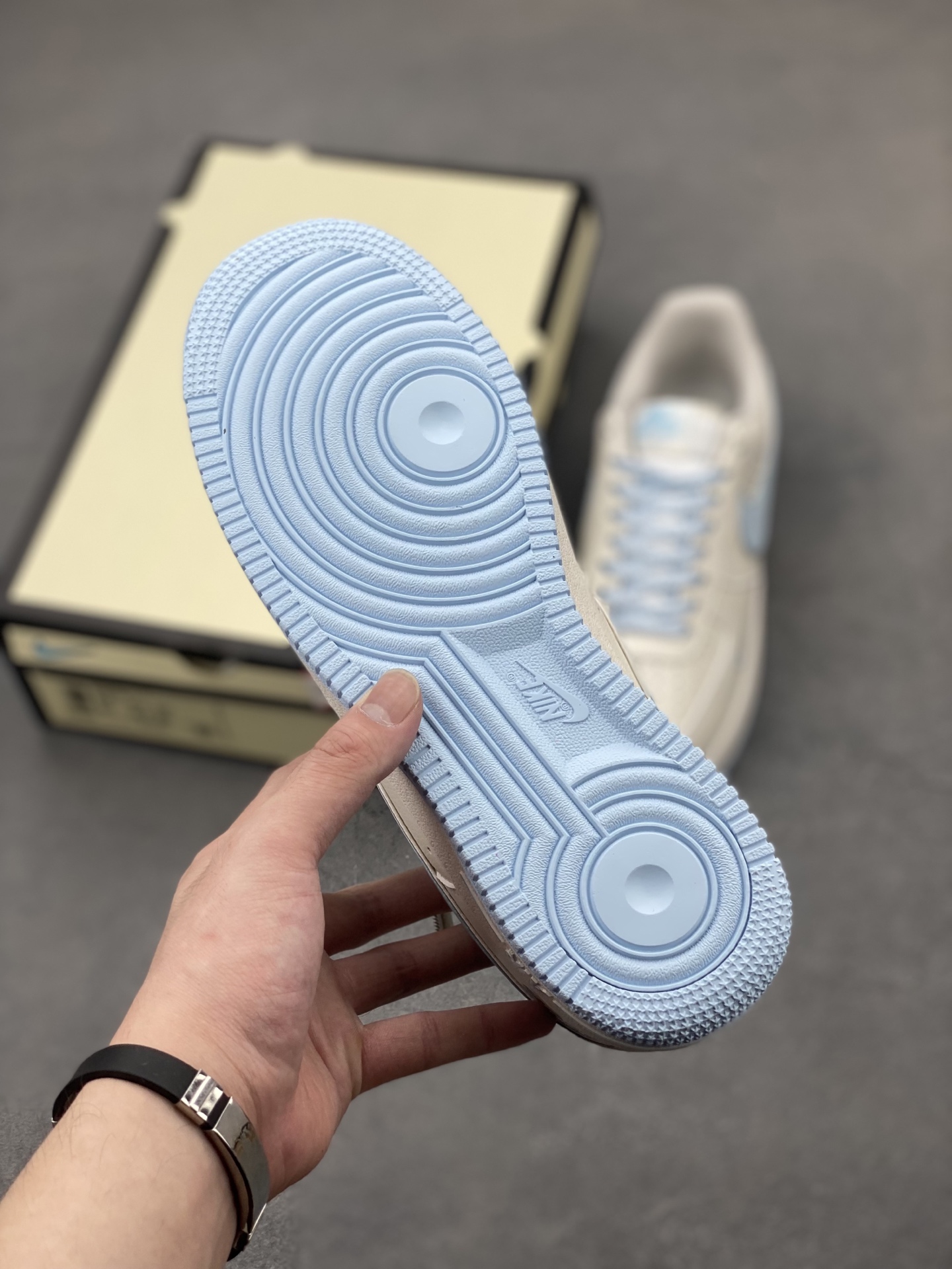 Nike Air Force 1 Low ‘07 Custom Sneakers with Light Blue Accents & Full Air Sole 7 i1746815505855 3401 0 5