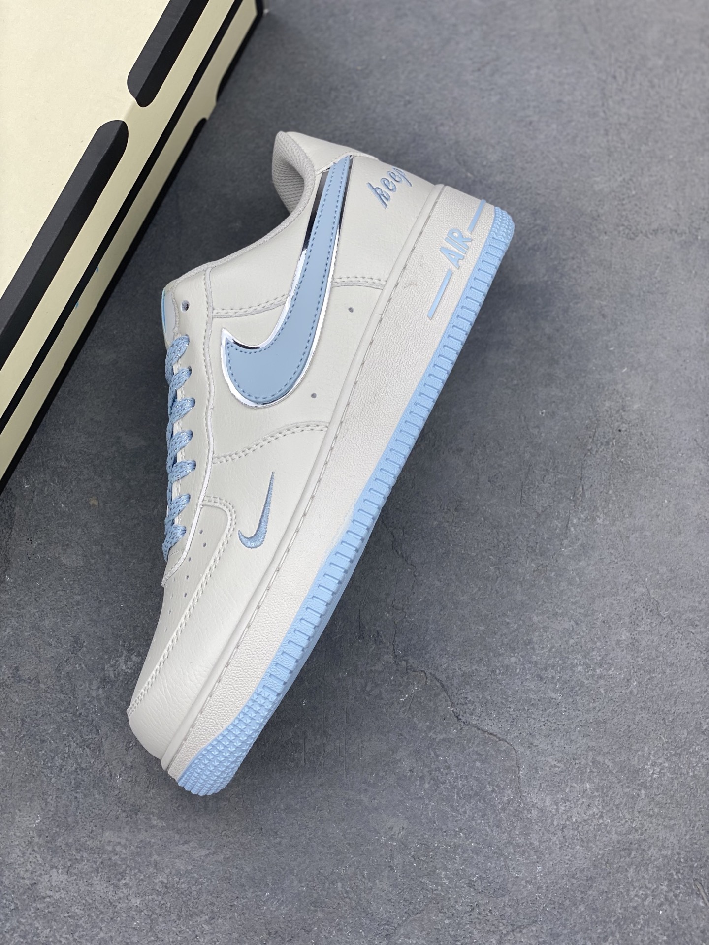 Nike Air Force 1 Low ‘07 Custom Sneakers with Light Blue Accents & Full Air Sole 8 i1746815505903 6015 0 6