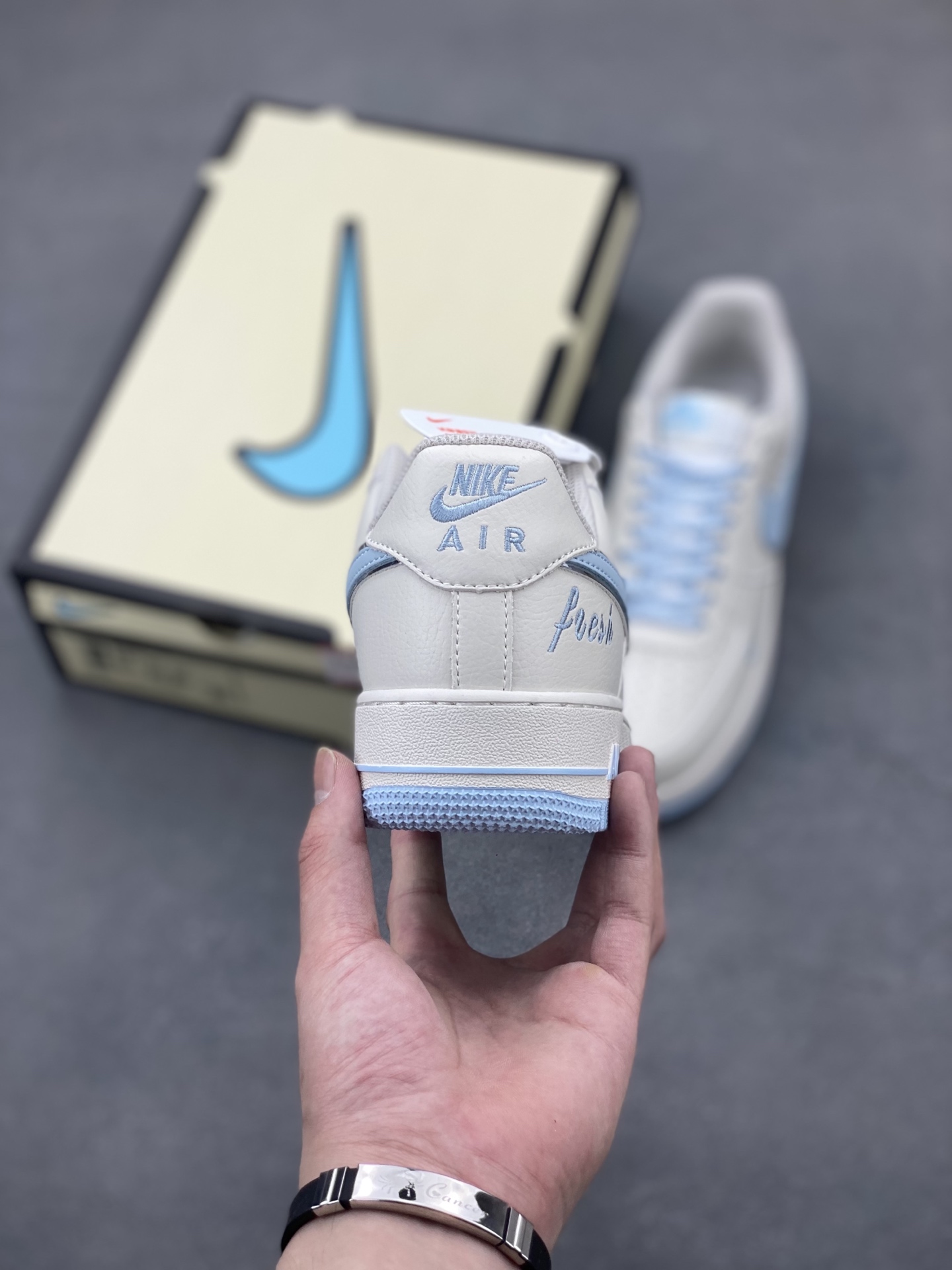 Nike Air Force 1 Low ‘07 Custom Sneakers with Light Blue Accents & Full Air Sole 5 i1746815537018 8904 0 3
