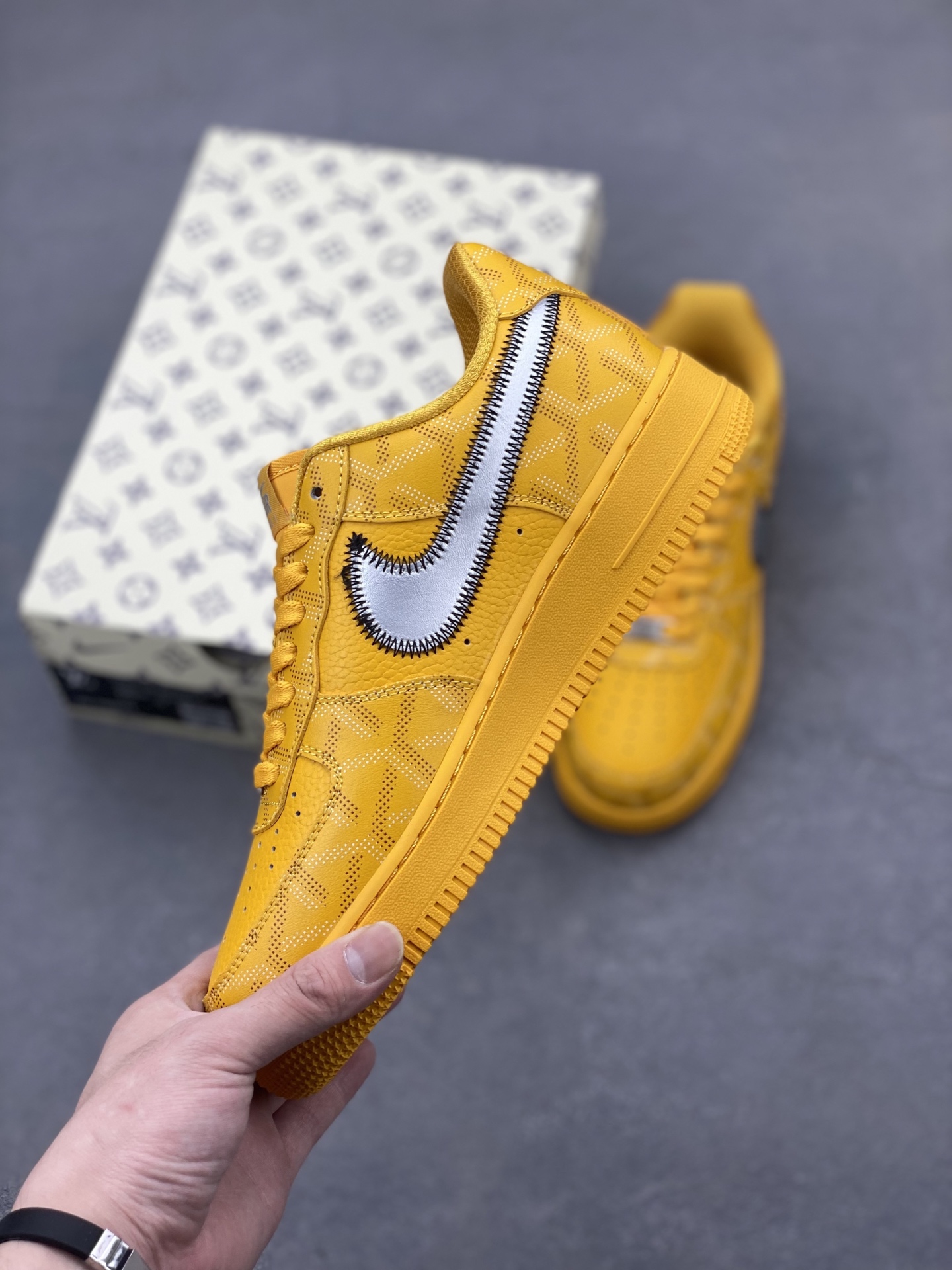 Nike Air Force 1 '07 Low Goyard Custom Yellow Silver Shoes Limited 4 i1746905528553 4901 0 2