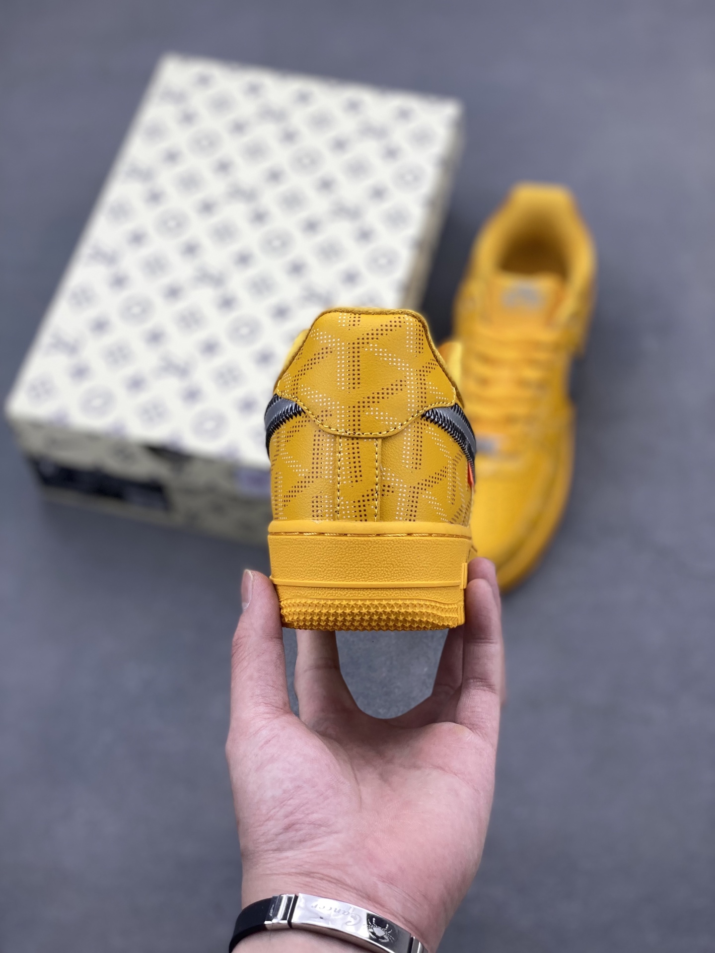 Nike Air Force 1 '07 Low Goyard Custom Yellow Silver Shoes Limited 5 i1746905537543 7583 0 3