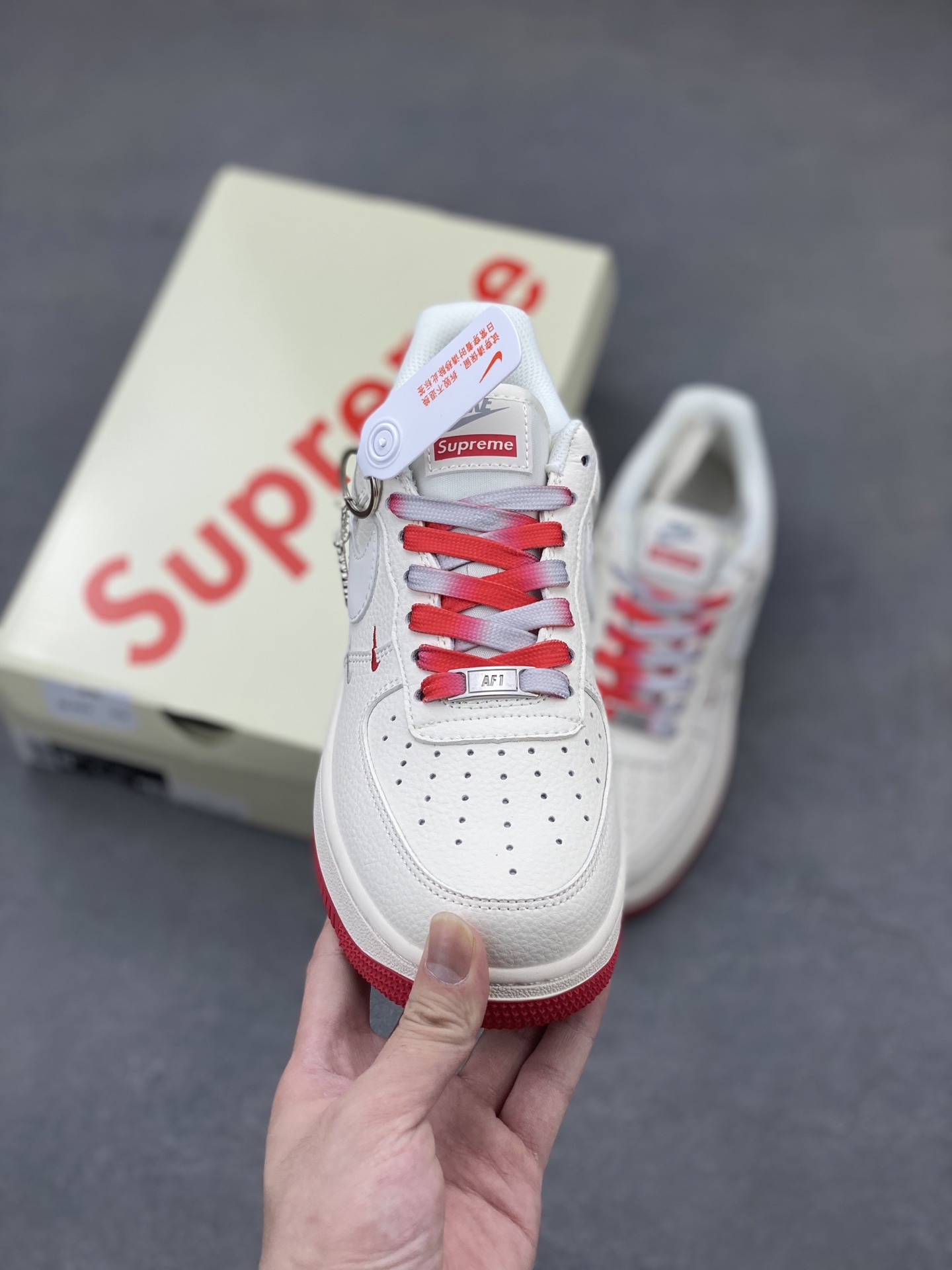 Nike Air Force 1 '07 Low Supreme Collab Sneakers - White/Red/Gray 3 i1747424795816 5682 0 1