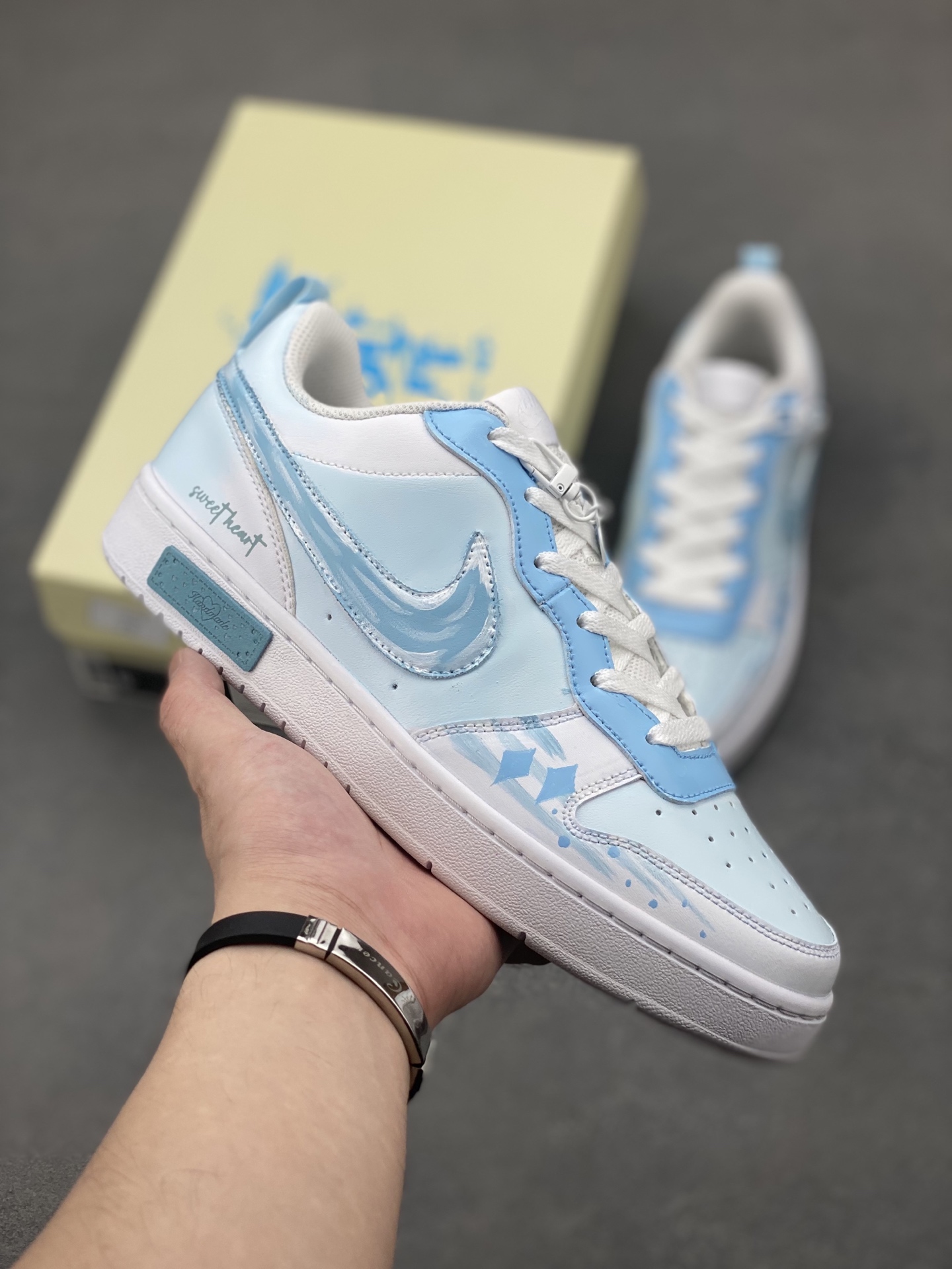 Nike Court Borough Low Summer White Blue Customized Sneakers BQ5448-212 2 i1748028455530 2828 0 0
