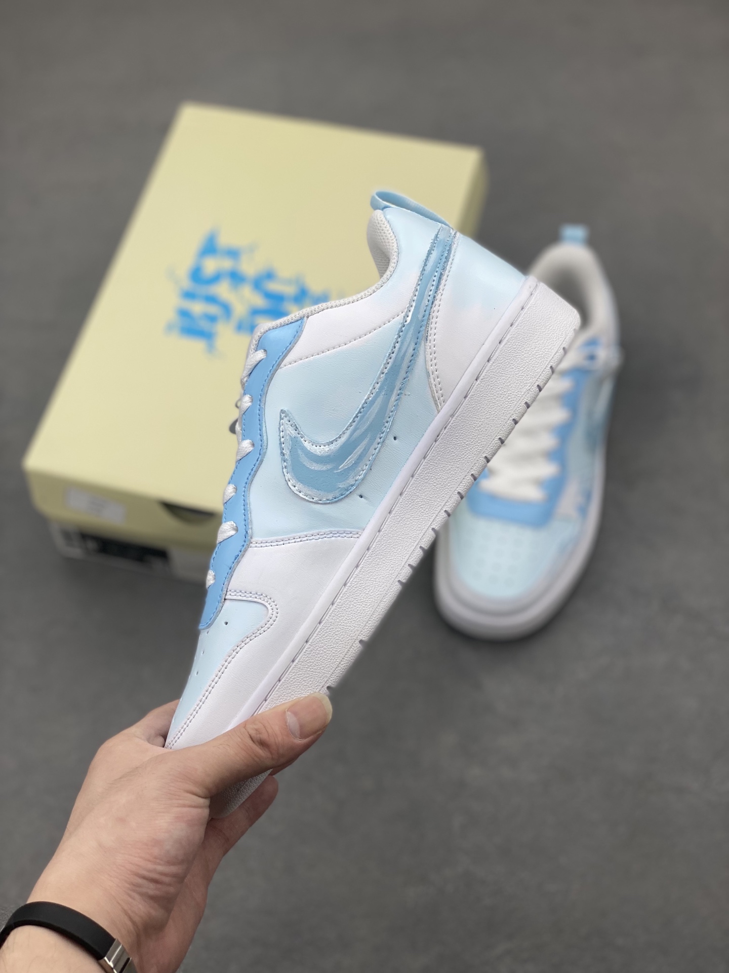 Nike Court Borough Low Summer White Blue Customized Sneakers BQ5448-212 4 i1748028458724 3637 0 2