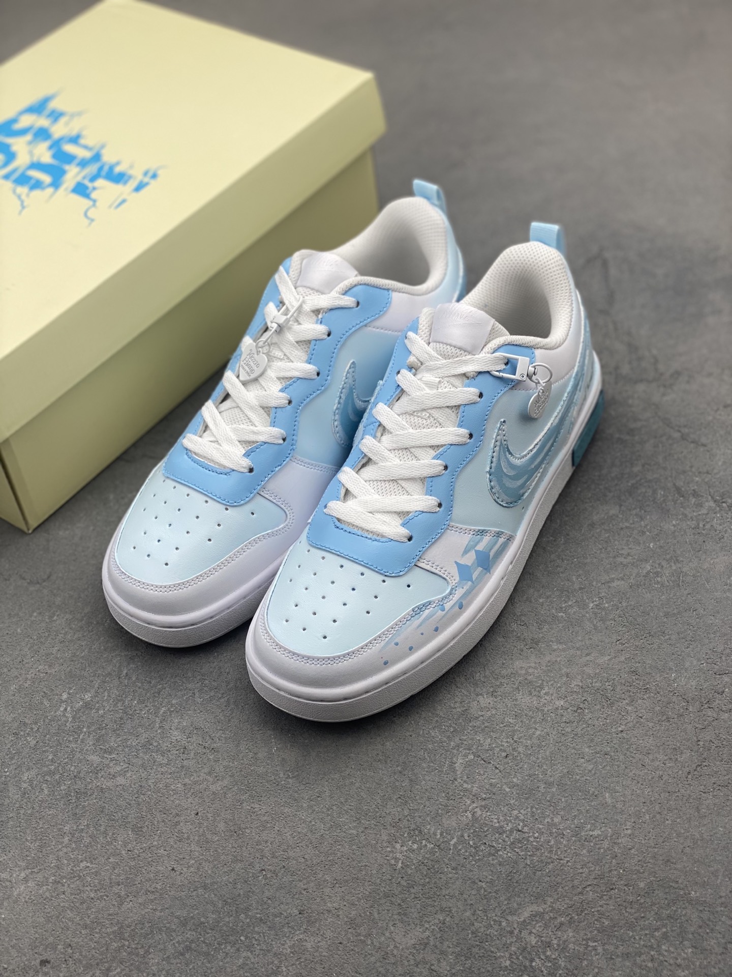 Nike Court Borough Low Summer White Blue Customized Sneakers BQ5448-212 9 i1748028463527 5081 0 7