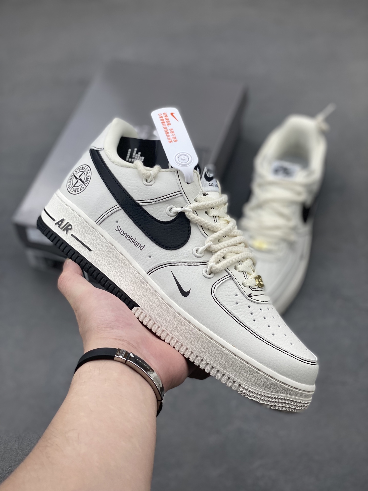 Nike Air Force 1 '07 Low Stone Island White/Black Sneakers Men's GS9875-001 2 i1748028796760 5466 0 0