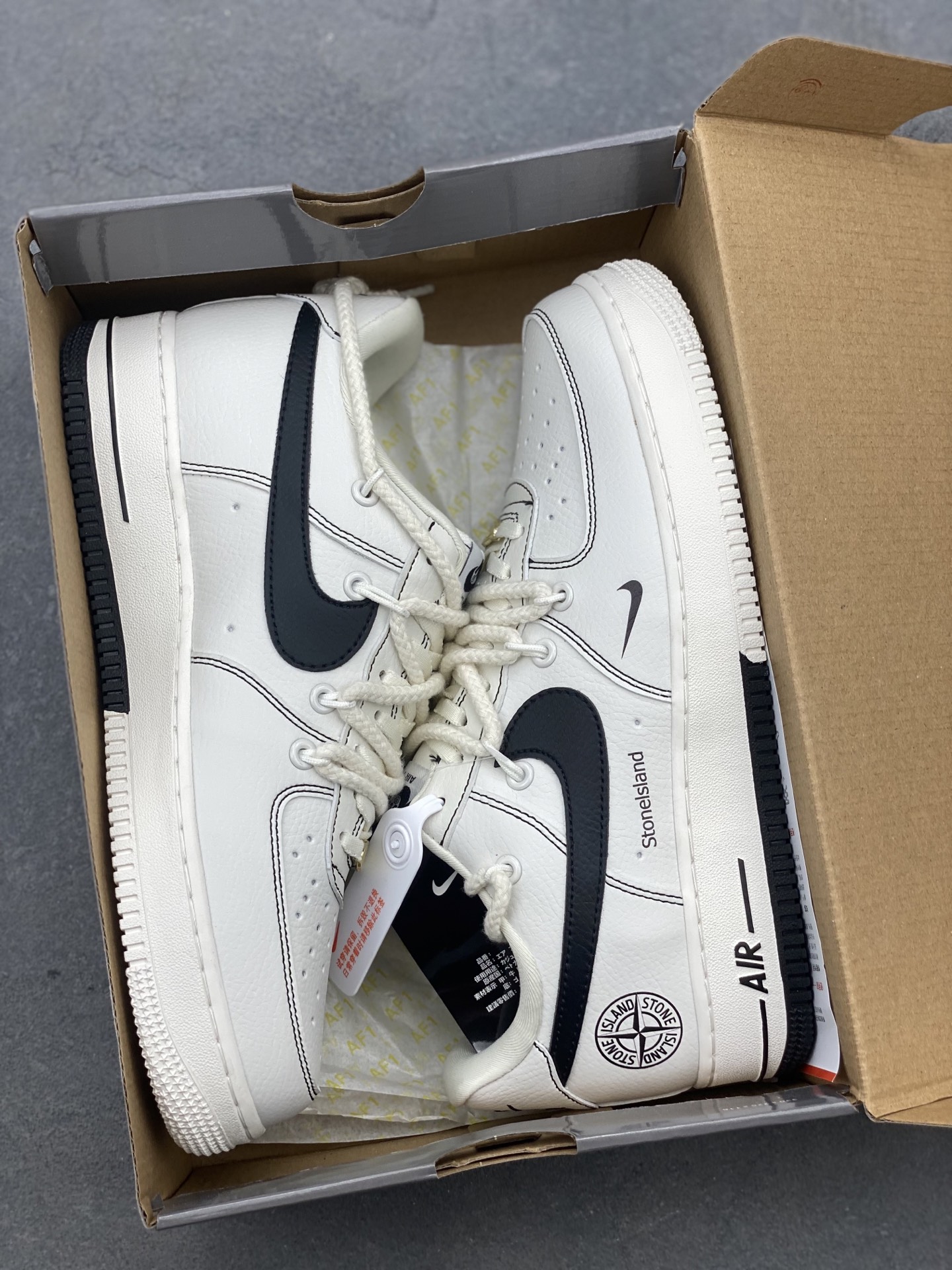 Nike Air Force 1 '07 Low Stone Island White/Black Sneakers Men's GS9875-001 10 i1748028797879 652 0 8