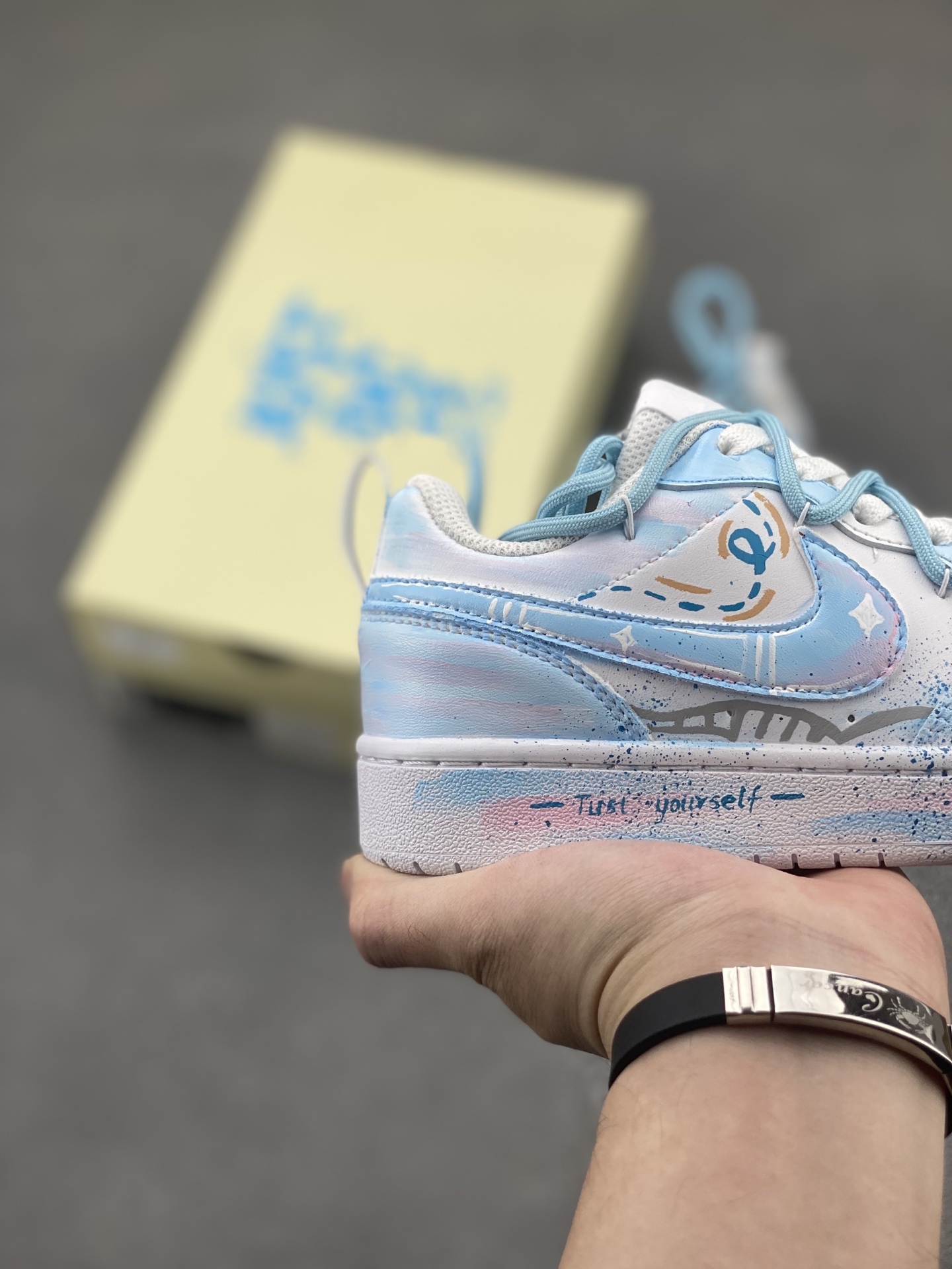 Nike Court Borough Low Hand-Painted Sneakers - Blue Shadow Design 6 i1748373293773 9279 0 4