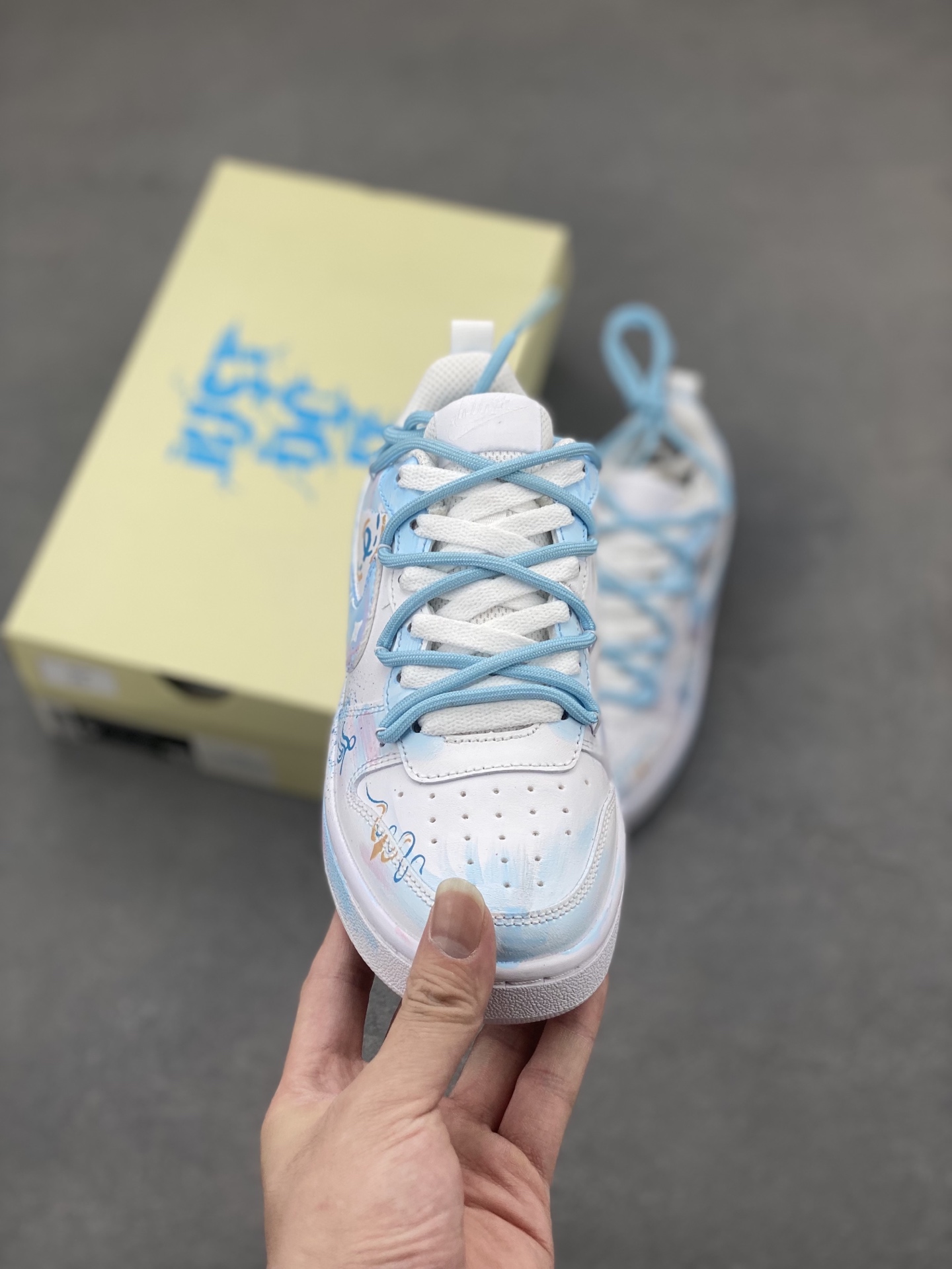 Nike Court Borough Low Hand-Painted Sneakers - Blue Shadow Design 3 i1748373294077 8129 0 1