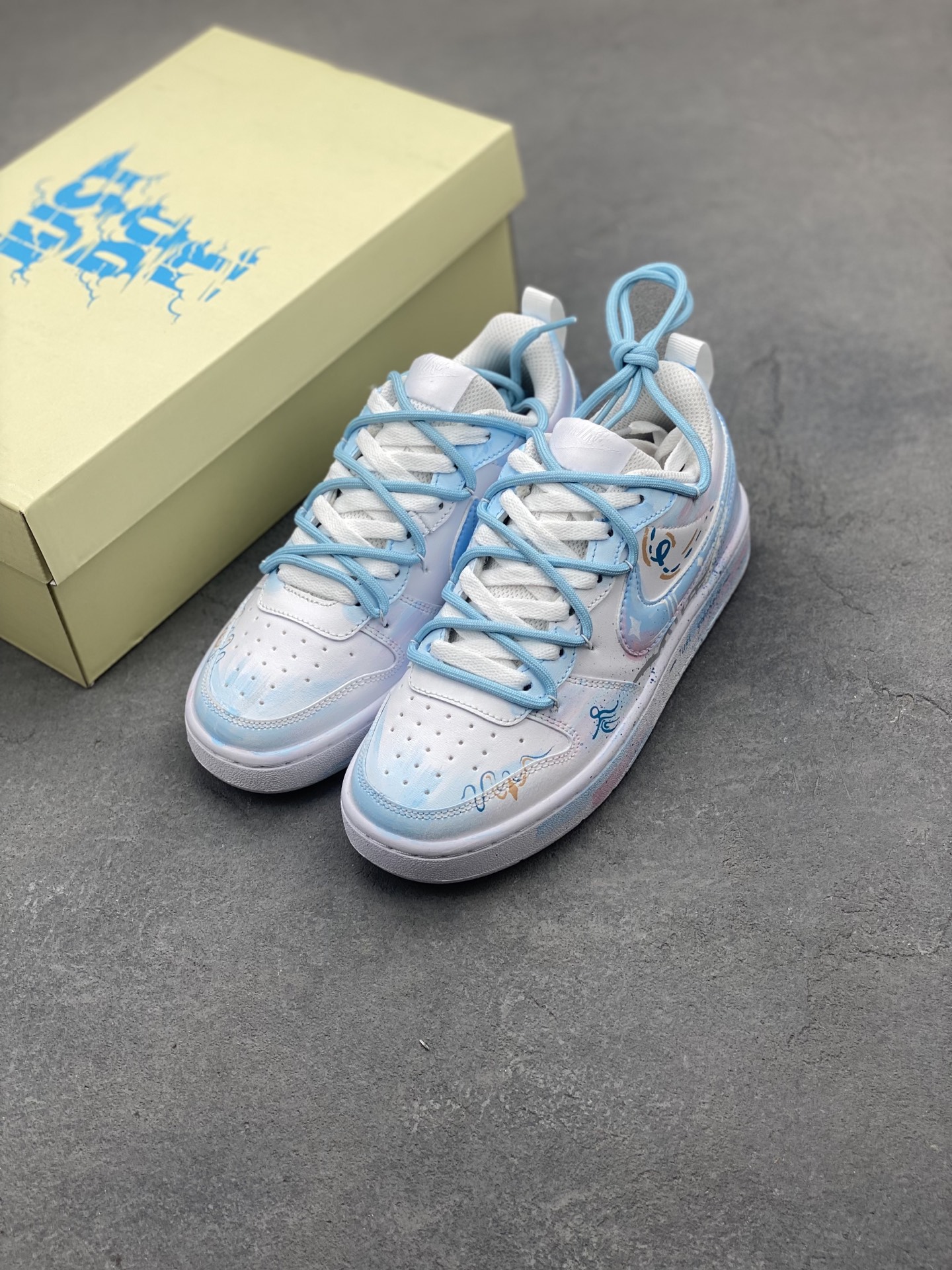 Nike Court Borough Low Hand-Painted Sneakers - Blue Shadow Design 9 i1748373300626 2980 0 7
