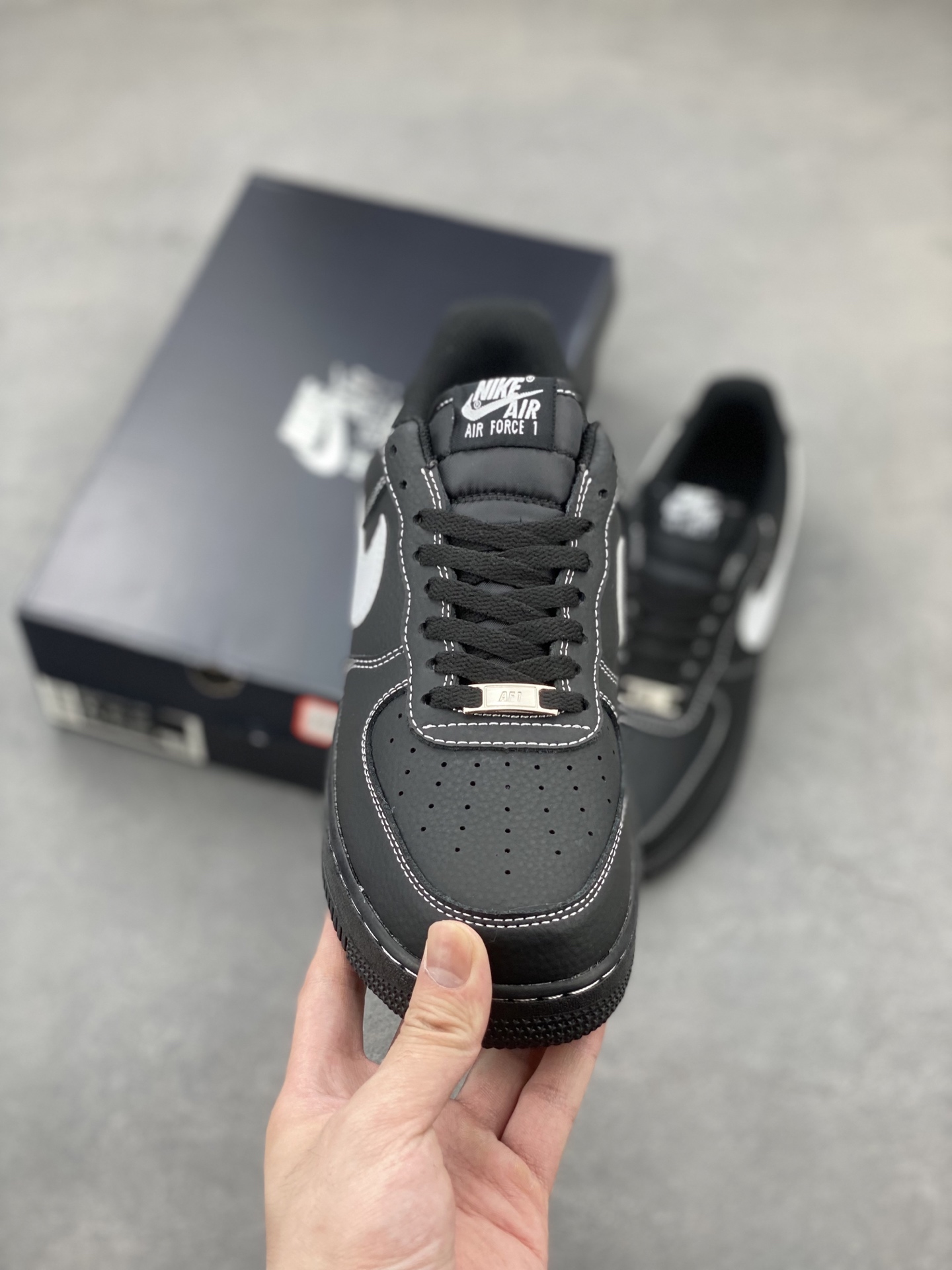 Nike Air Force 1 Low Black & White Stitching - Iconic Style, Comfort Fit 3 i1748886813593 4868 0 1