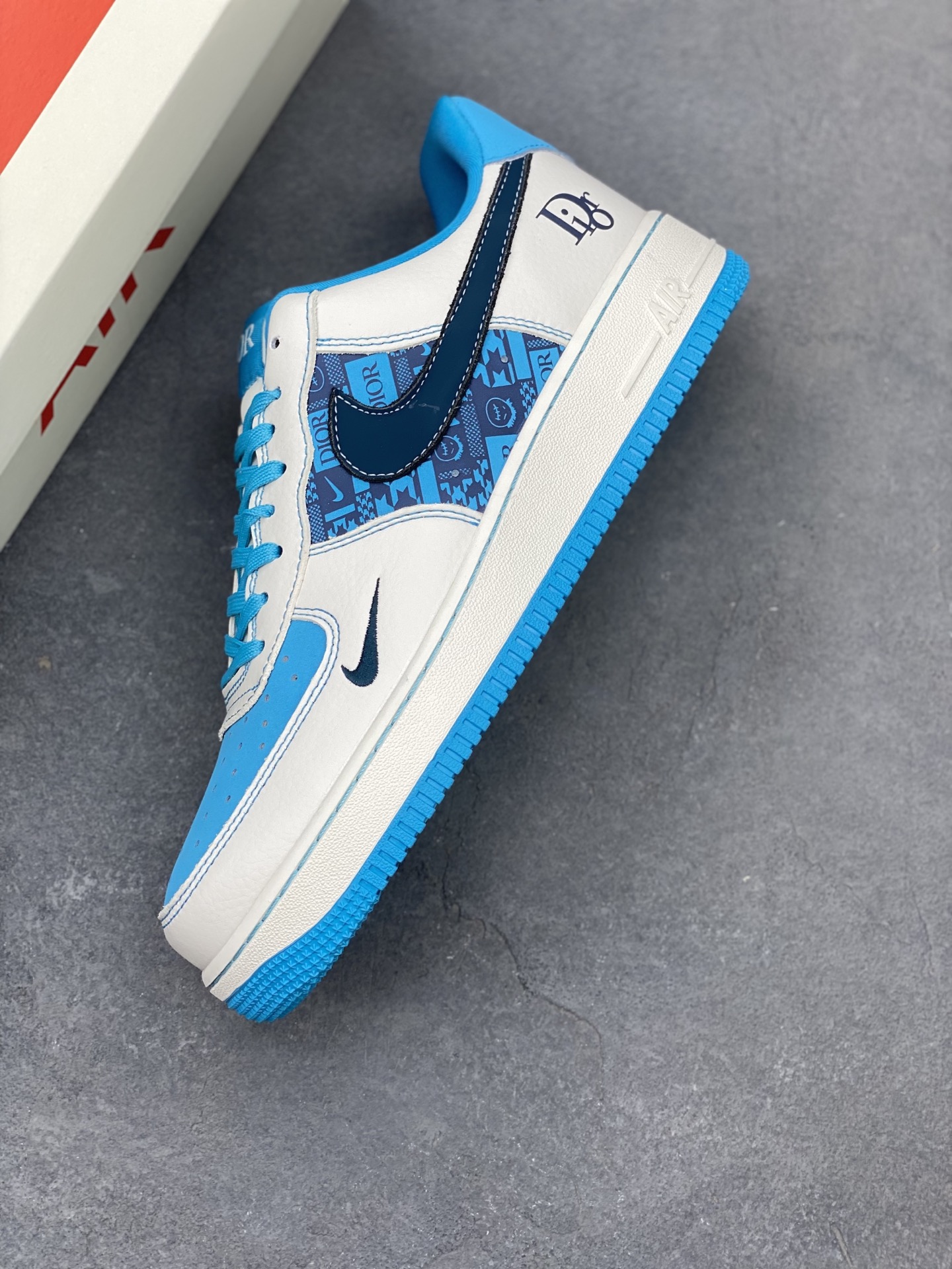 Nike Air Force 1 '07 Low White/Blue Custom Sneakers with Dior Charm 8 i1749233143556 5175 0 6