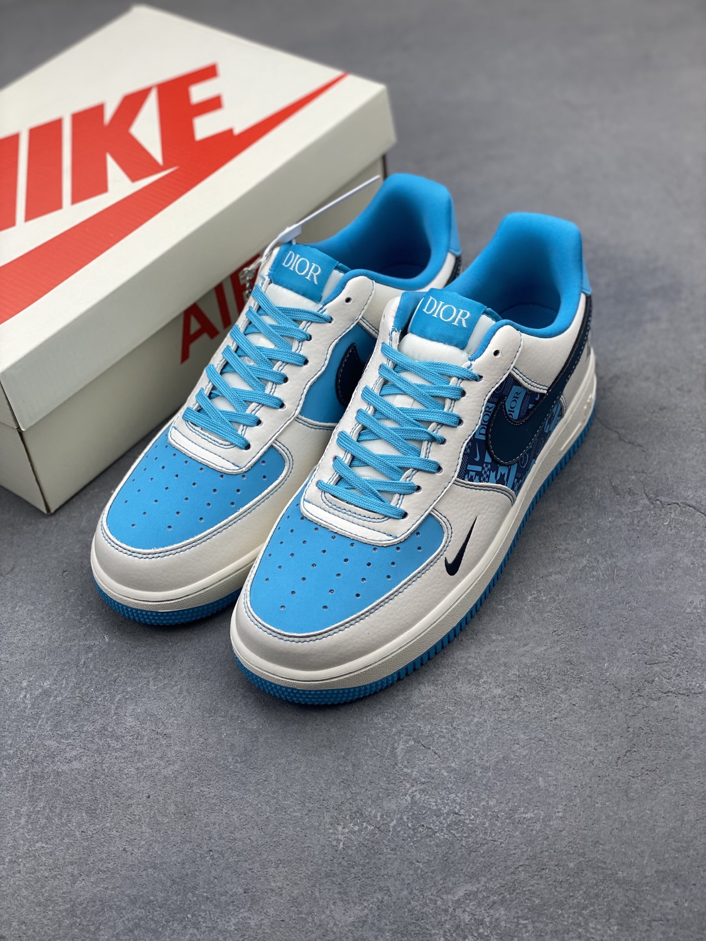 Nike Air Force 1 '07 Low White/Blue Custom Sneakers with Dior Charm 9 i1749233145252 4220 0 7