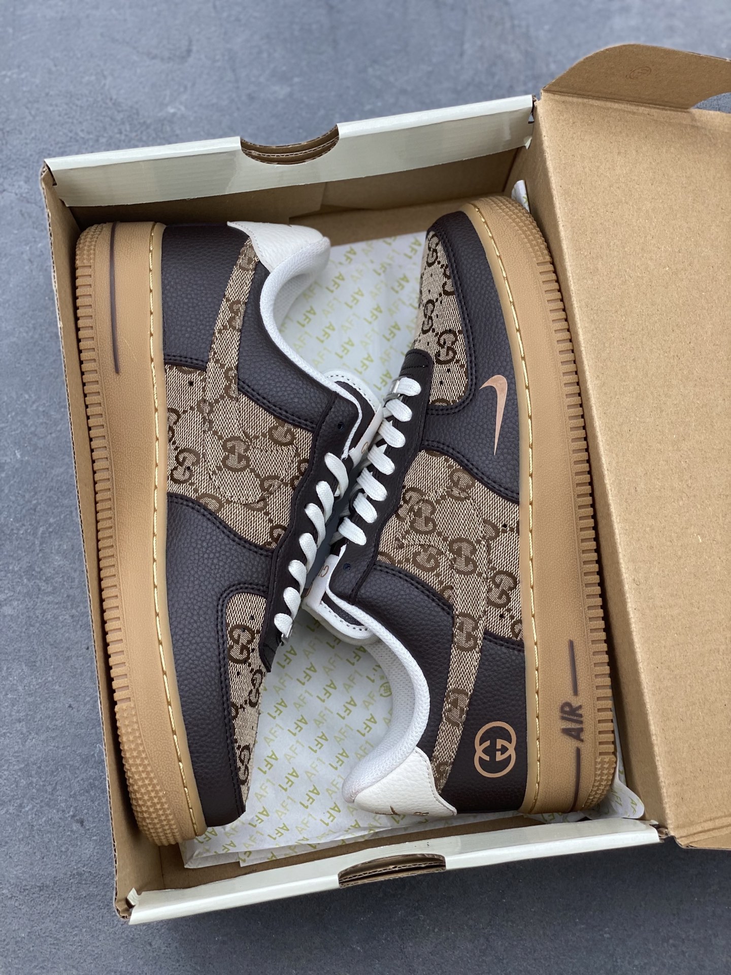 Nike Air Force 1 '07 Low Brown Sneakers with Gucci Pattern Accents 10 i1749846156123 2397 0 8