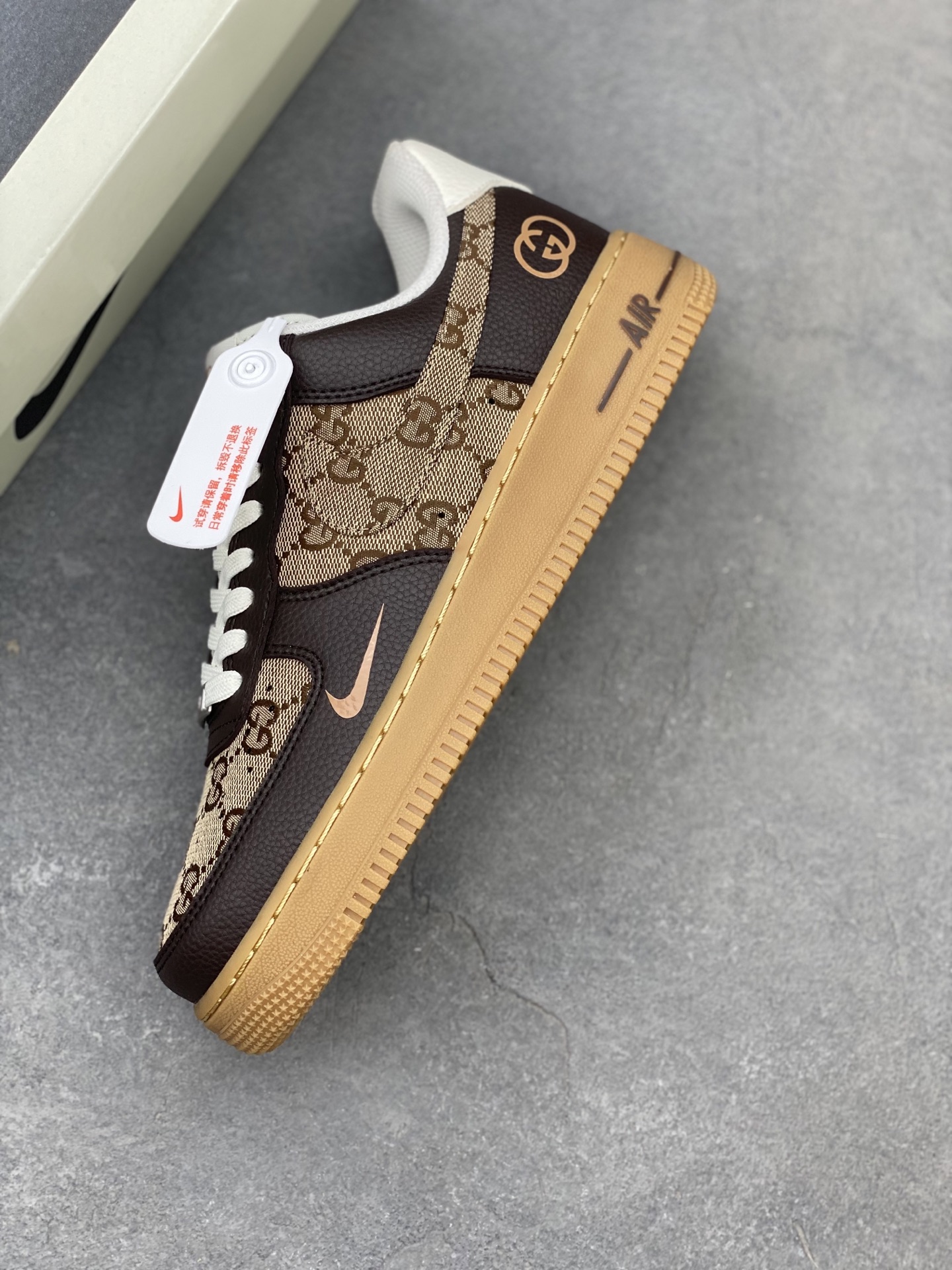 Nike Air Force 1 '07 Low Brown Sneakers with Gucci Pattern Accents 8 i1749846156151 9020 0 6