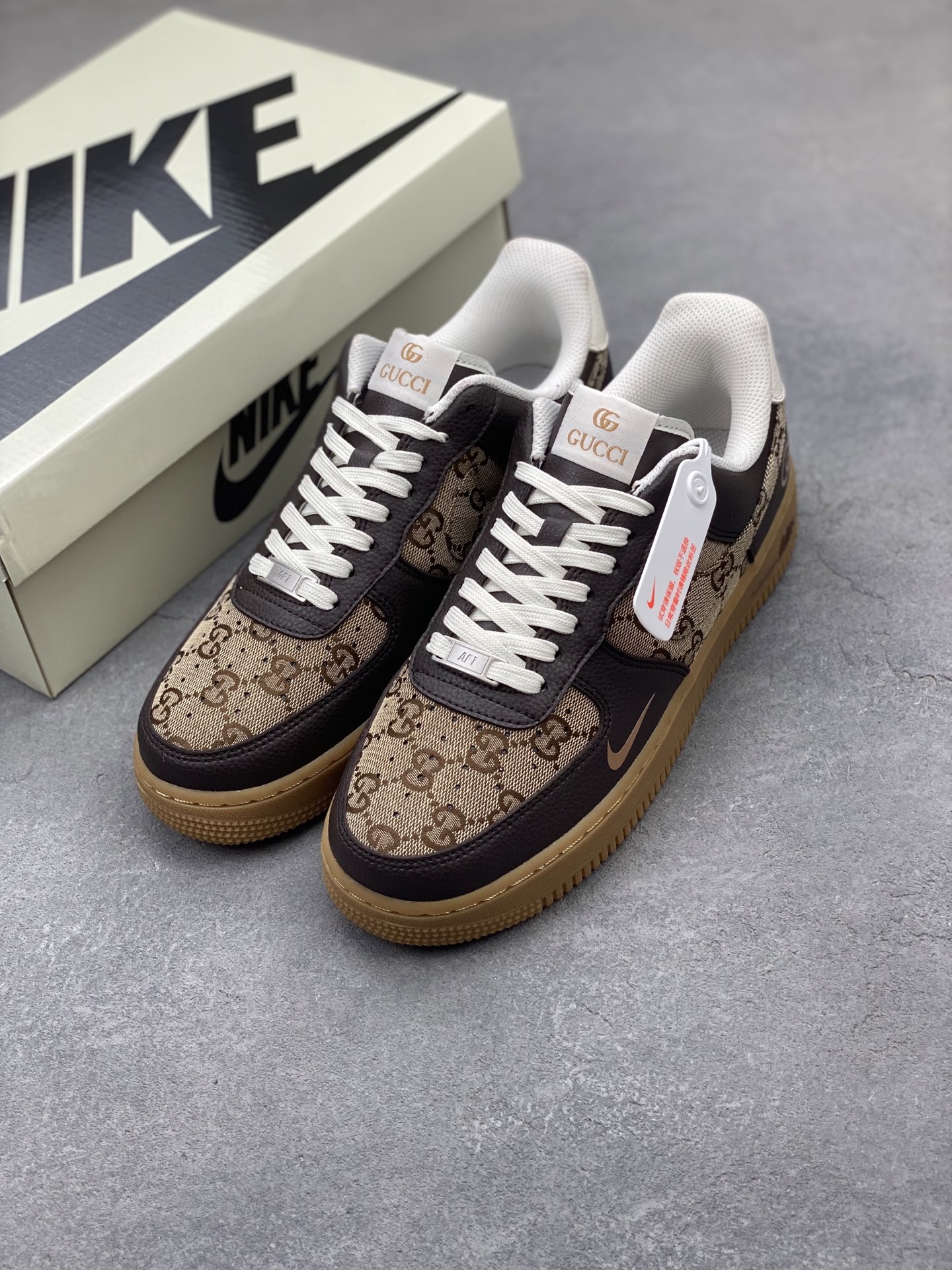 Nike Air Force 1 '07 Low Brown Sneakers with Gucci Pattern Accents 9 i1749846161628 3532 0 7