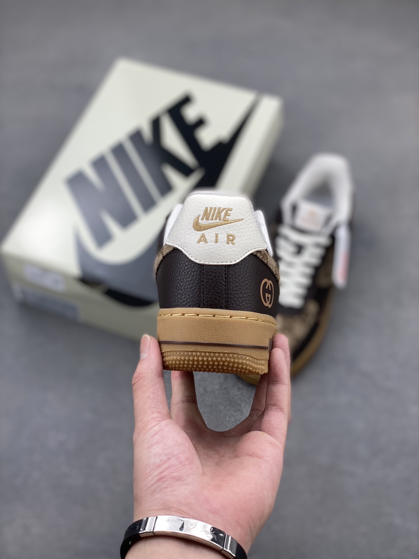 Nike Air Force 1 '07 Low Brown Sneakers with Gucci Pattern Accents 5 i1749846161672 1785 0 3