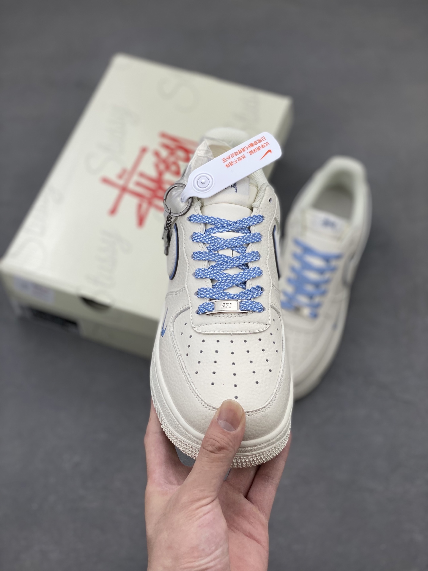 Nike Air Force 1 '07 Low Stussy Collab Cream/Blue Sneakers - Limited Edition 3 i1749846211458 6050 0 1