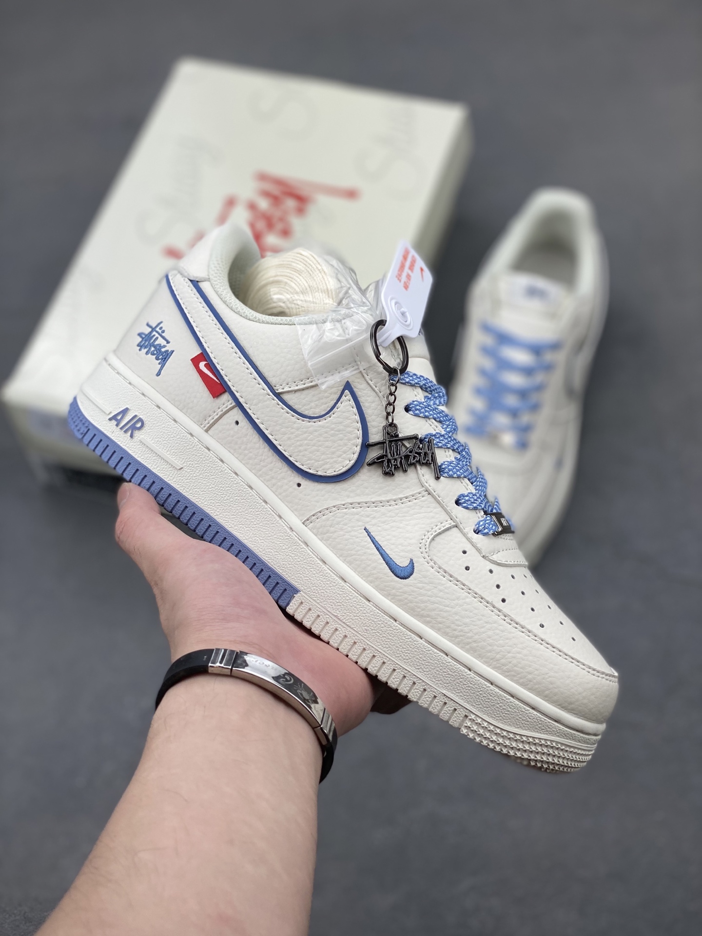Nike Air Force 1 '07 Low Stussy Collab Cream/Blue Sneakers - Limited Edition 2 i1749846211463 9716 0 0